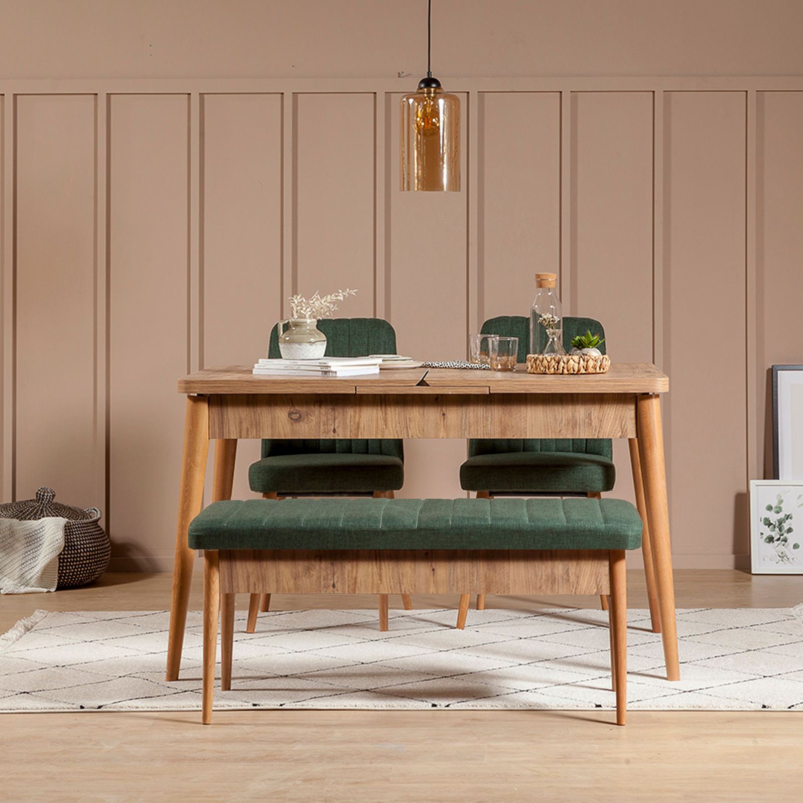 Vina Linen Bench in Atlantic Pine and Green – product image 4