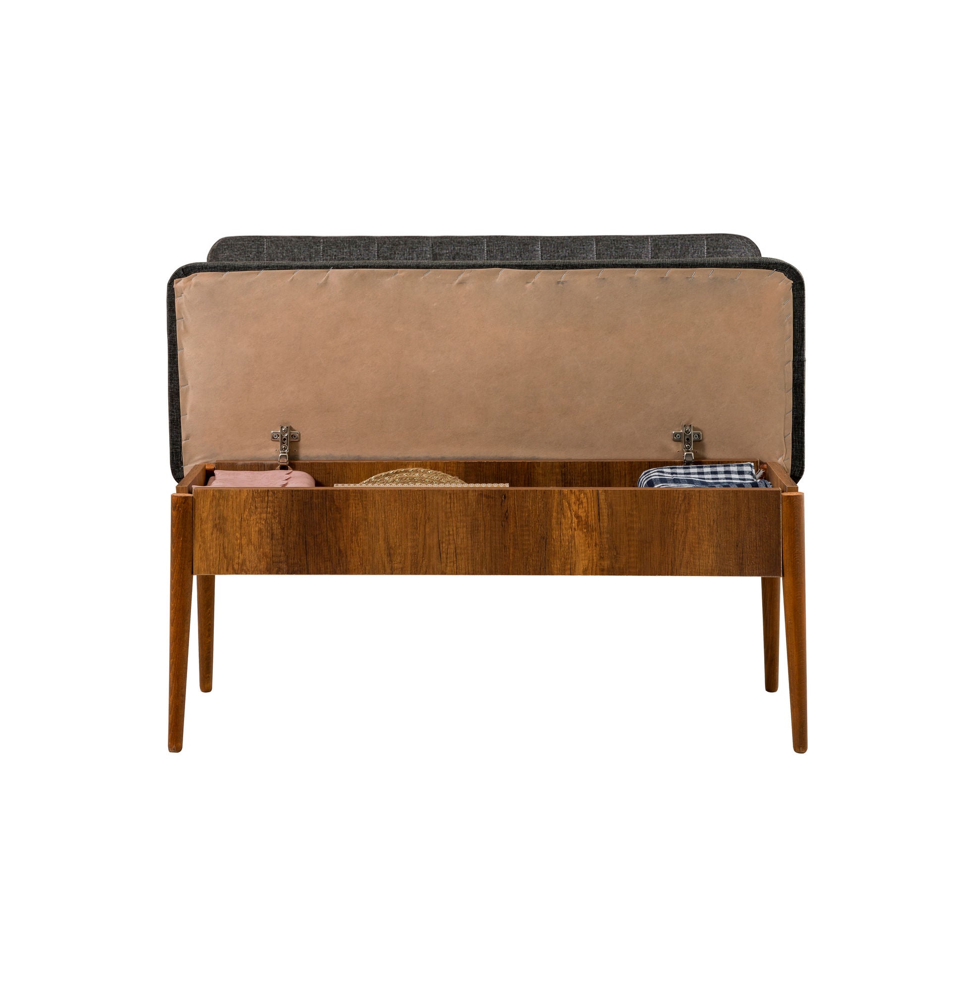 Vina Linen Storage Bench in Walnut and Anthracite – product image 5