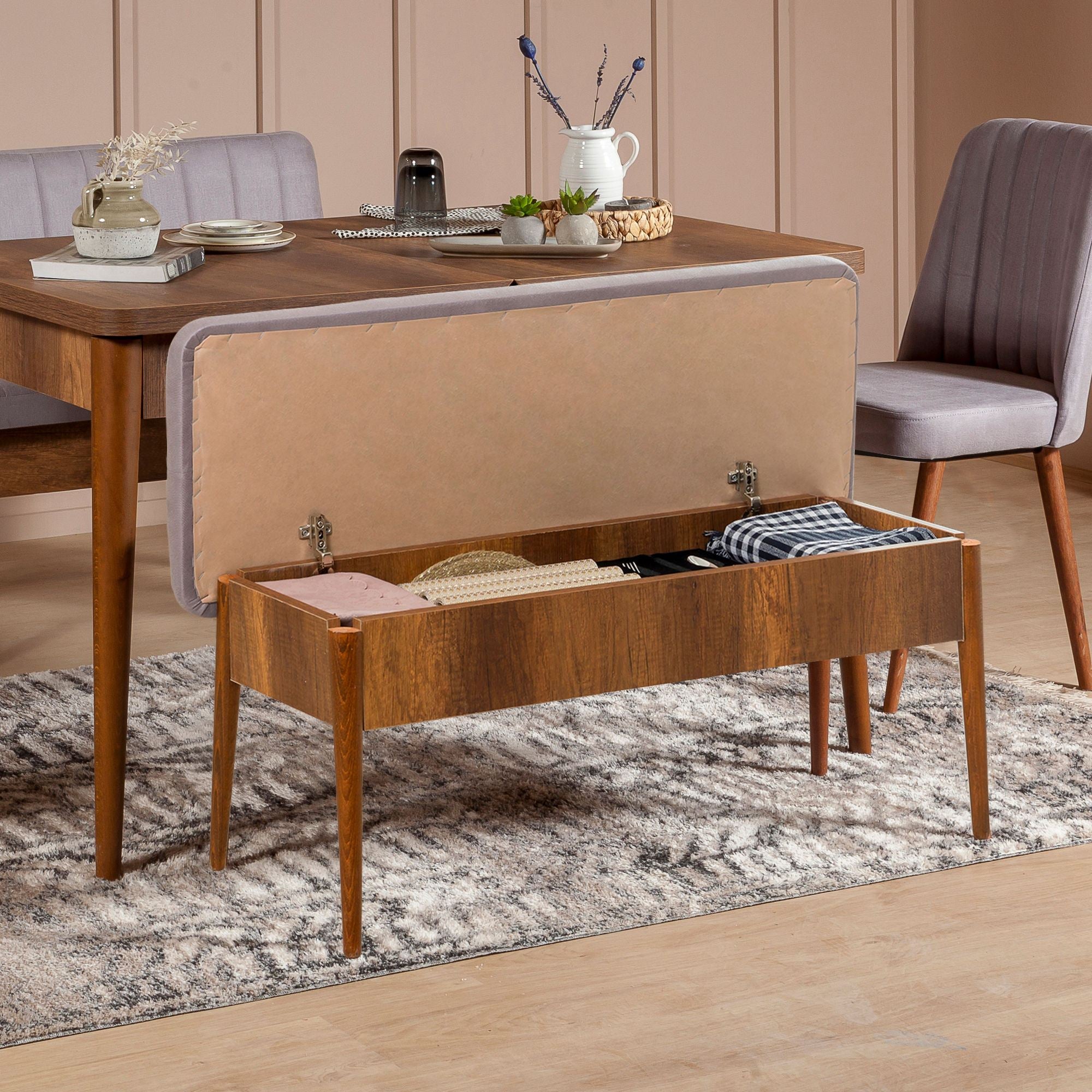 Vina Velvet Bench in Walnut and Soho – product image 3