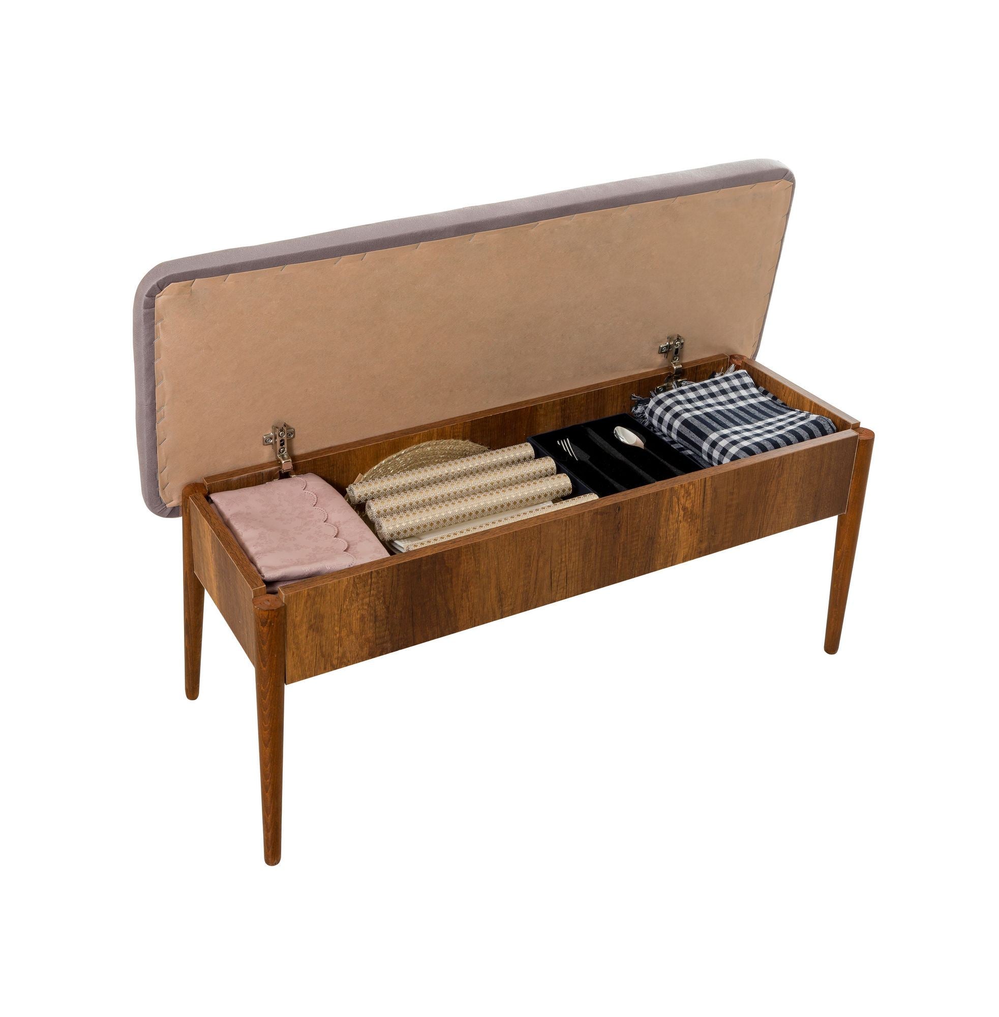 Vina Velvet Bench in Walnut and Soho – product image 5