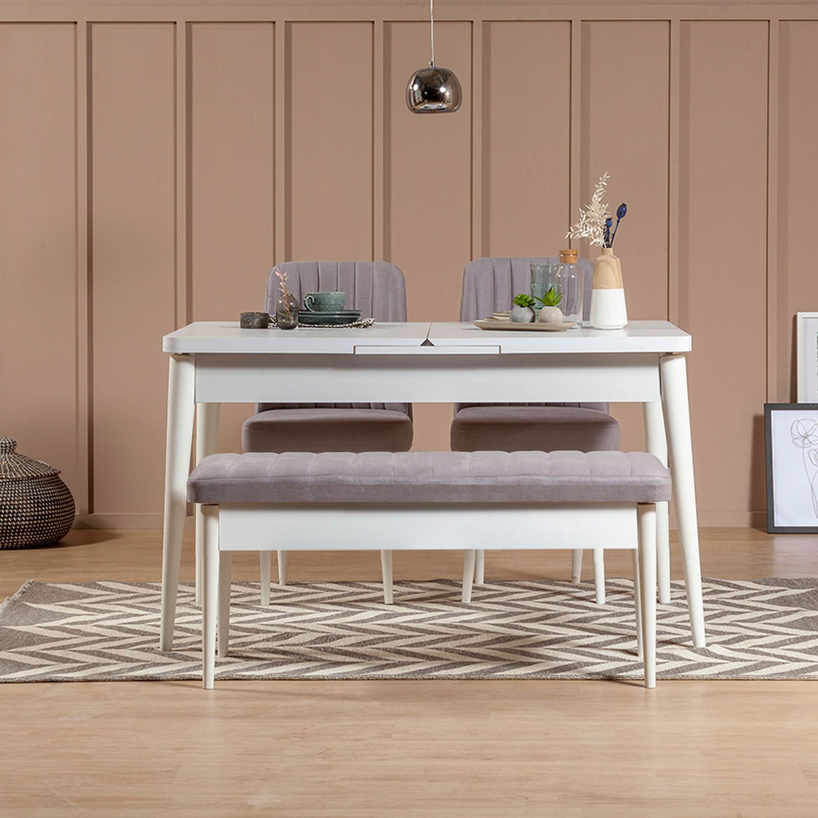 Vina Velvet Bench in White and Soho – product image 3