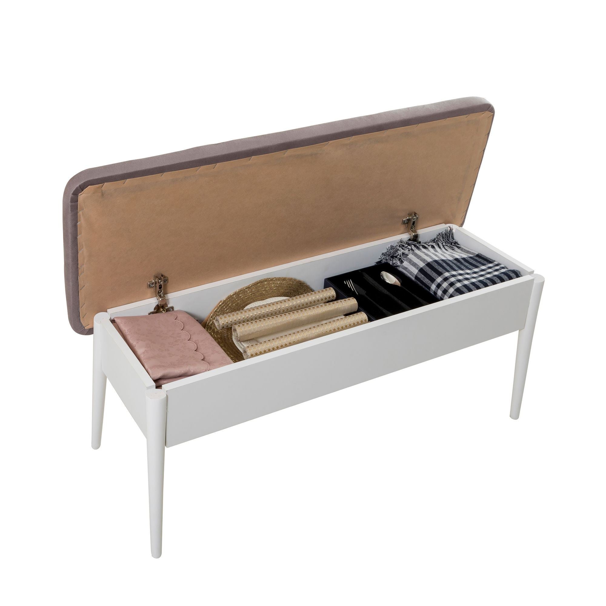 Vina Velvet Bench in White and Soho – product image 4