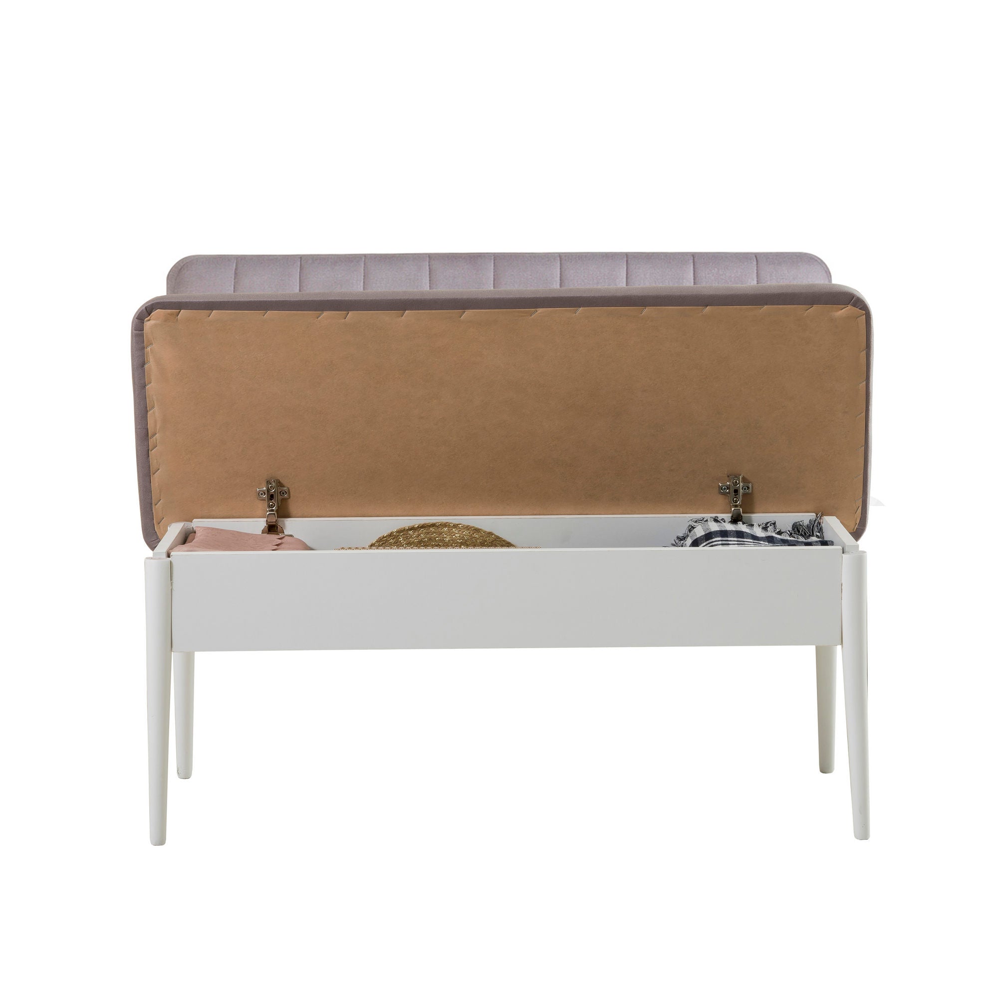 Vina Velvet Storage Bench in White and Soho – product image 3