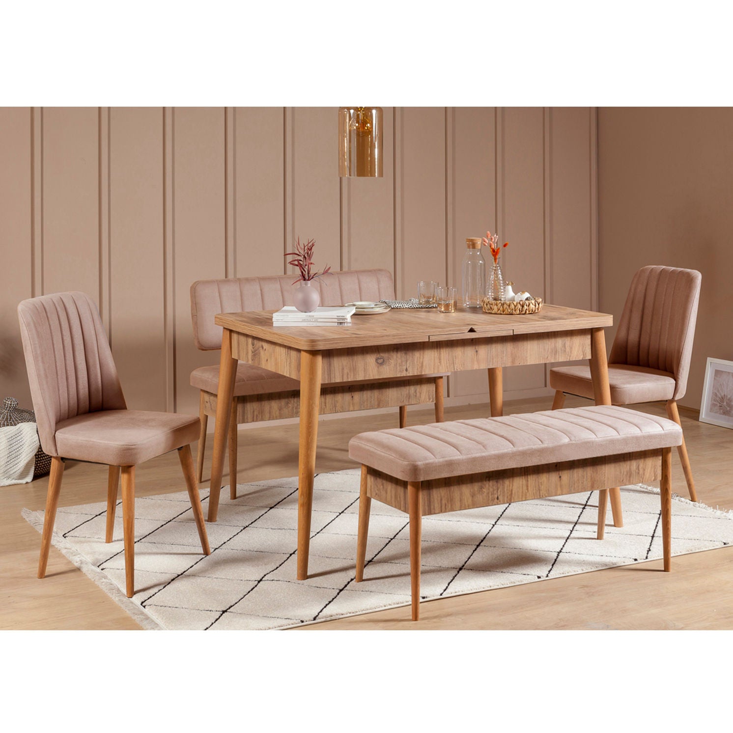 Vina Velvet Storage Bench in Atlantic Pine and Stone – product image 3