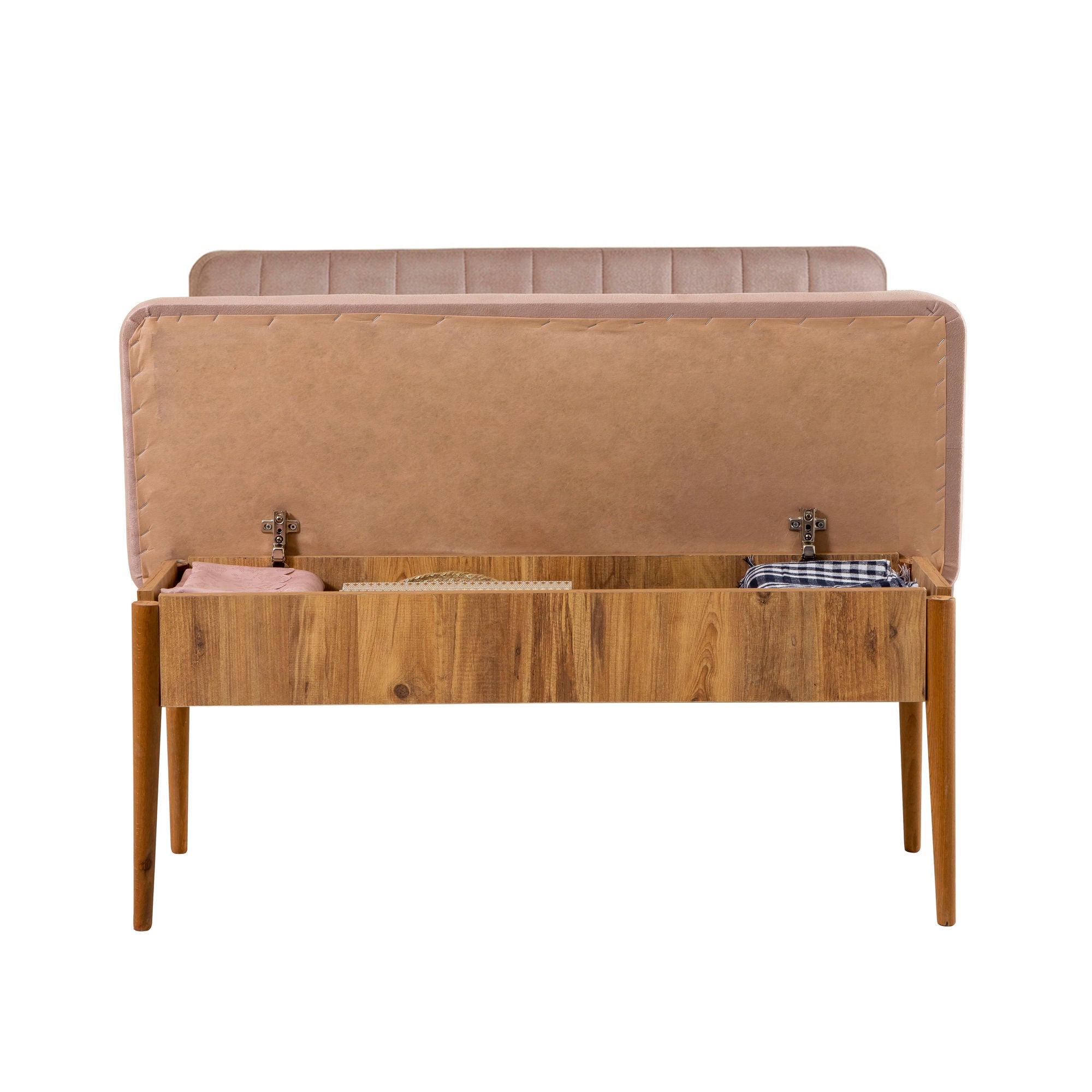 Vina Velvet Storage Bench in Atlantic Pine and Stone – product image 4