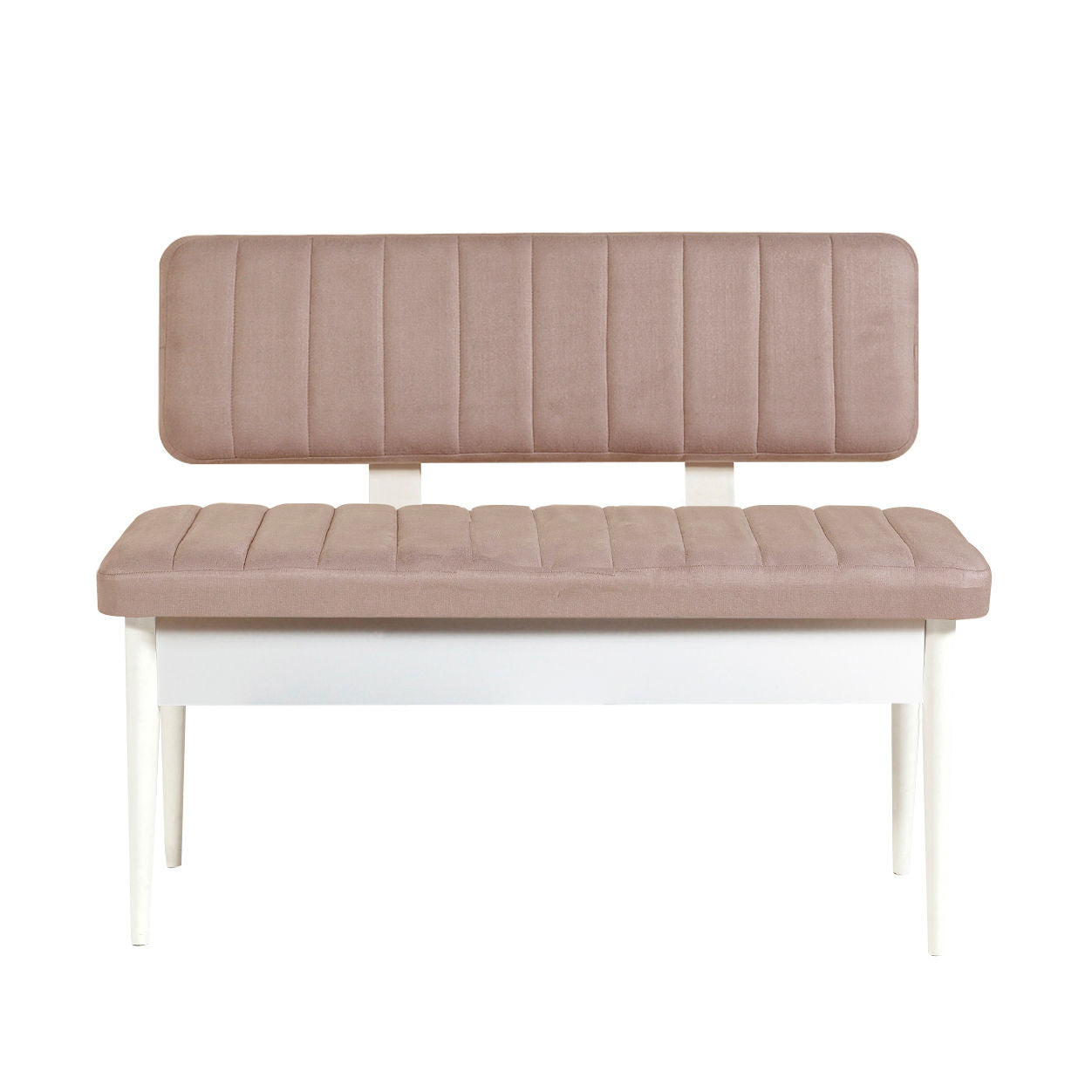 Vina Velvet Storage Bench in White and Stone