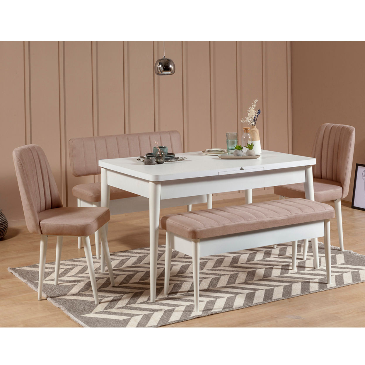Vina Velvet Storage Bench in White and Stone – product image 3