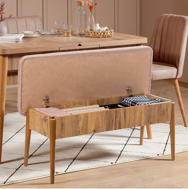Vina Velvet Bench in Atlantic Pine and Stone – product image 3