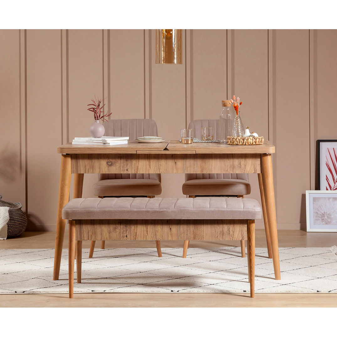 Vina Velvet Bench in Atlantic Pine and Stone – product image 4