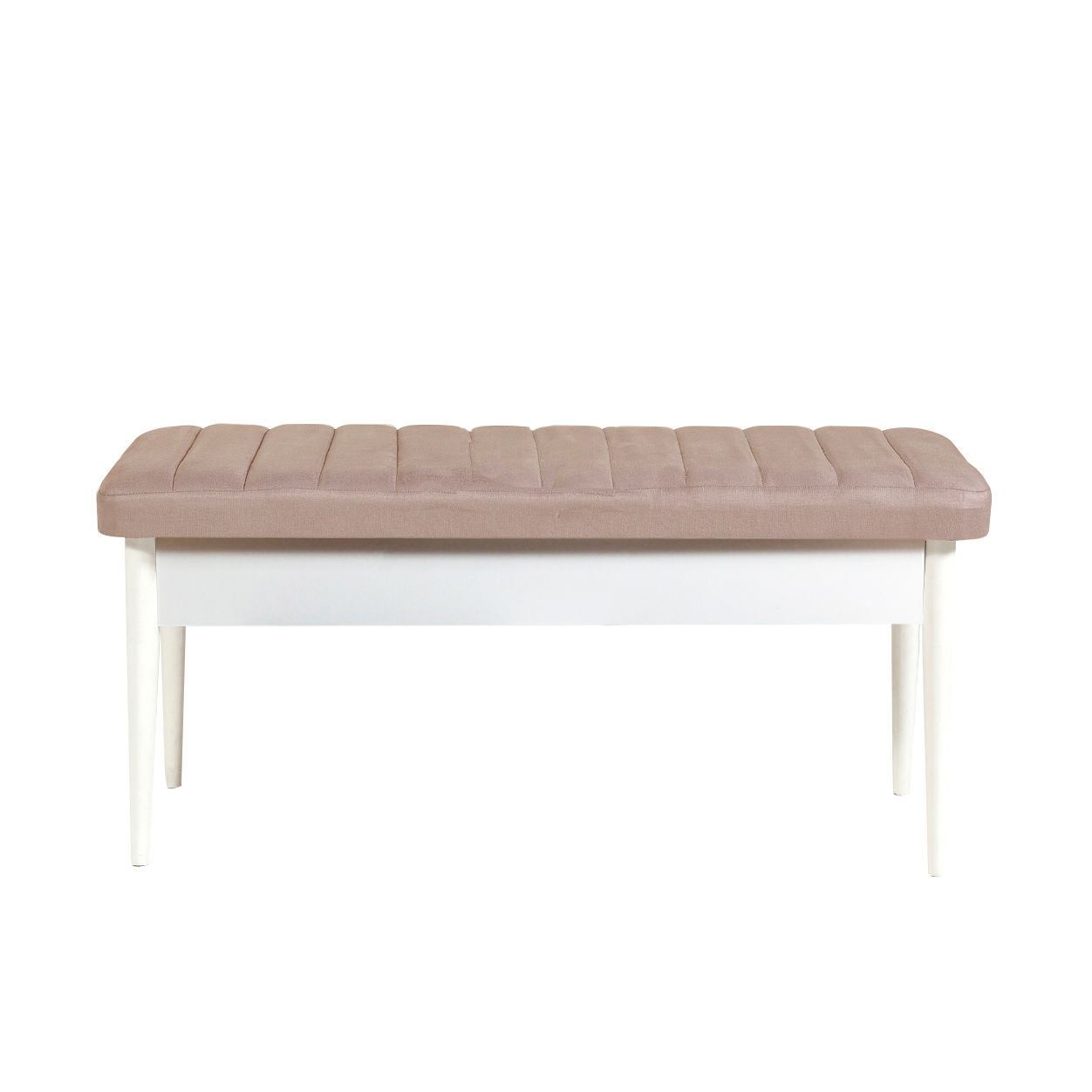 Vina Velvet Bench in White and Stone