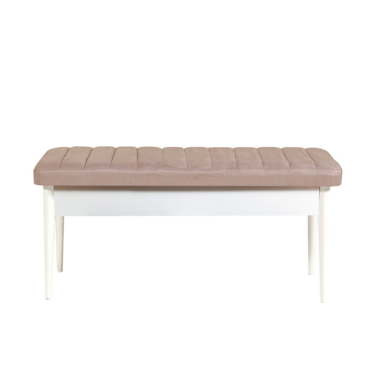 Vina Velvet Bench in White and Stone – product image 1