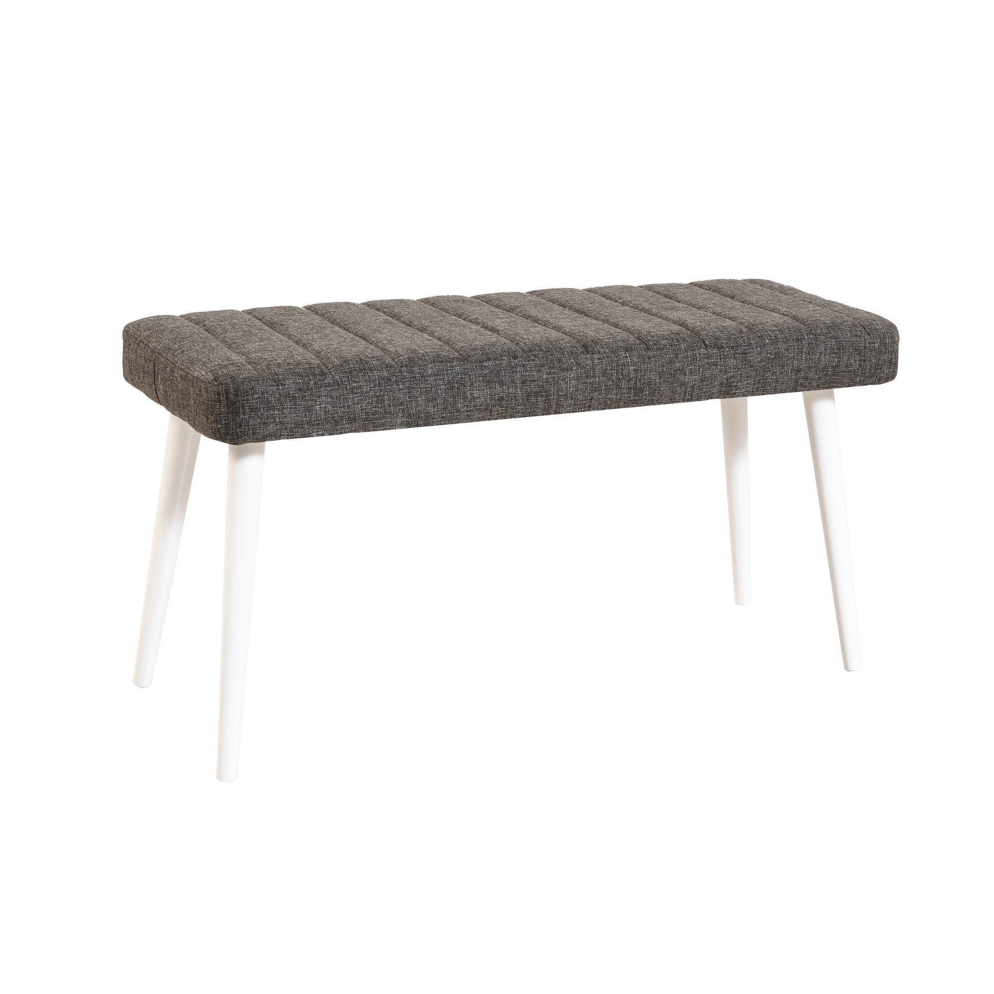 Stormi Linen Bench in White and Anthracite