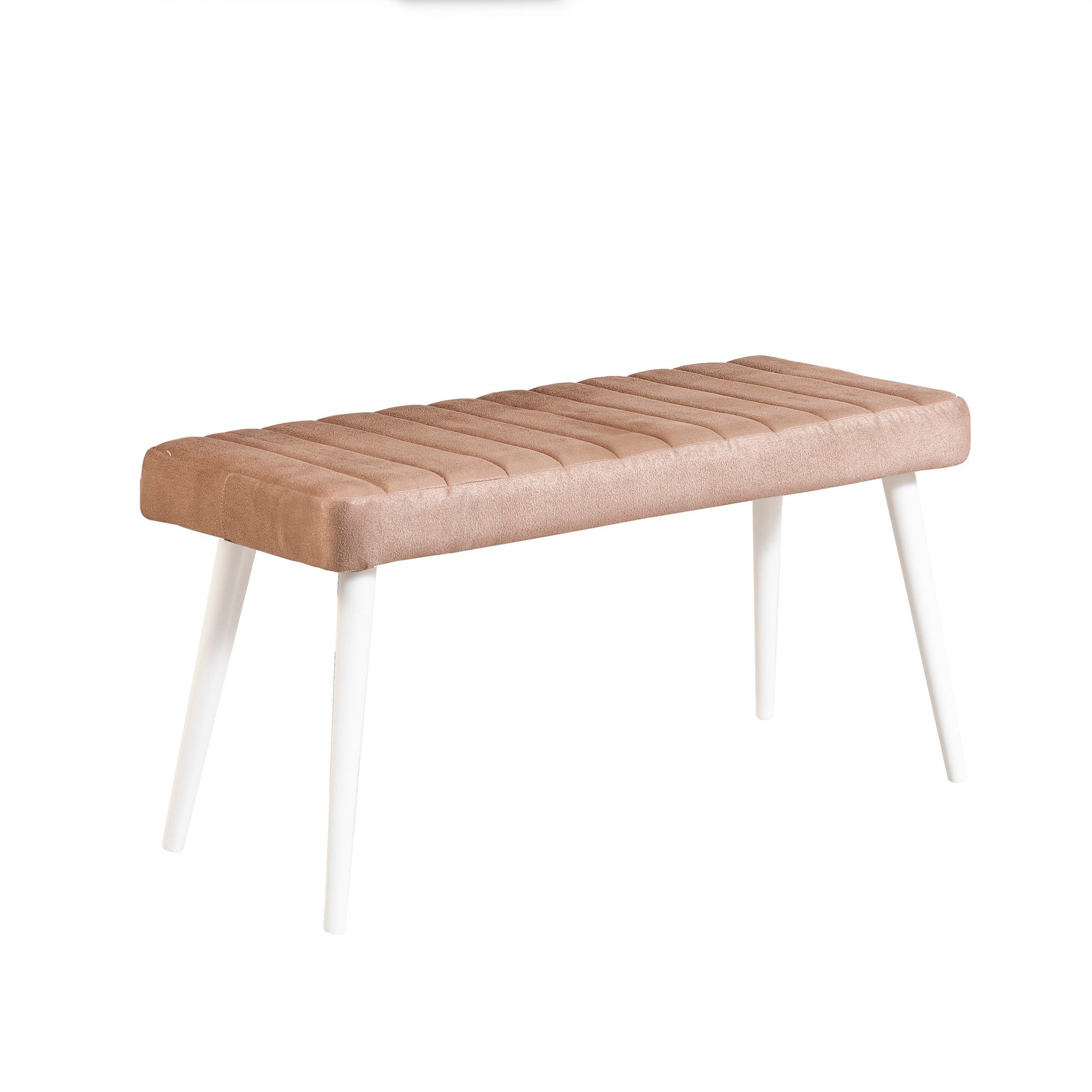 Stormi Velvet Bench in White and Stone