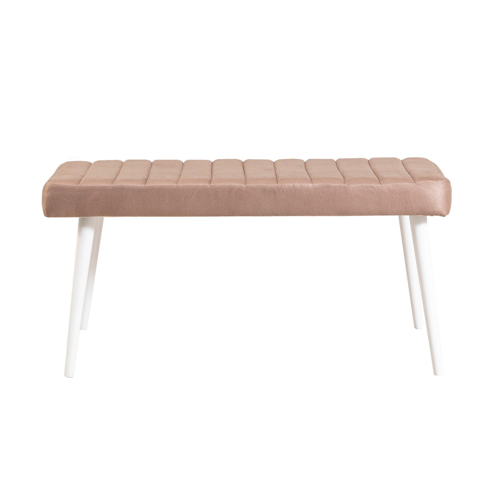 Stormi Velvet Bench in White and Stone – product image 2