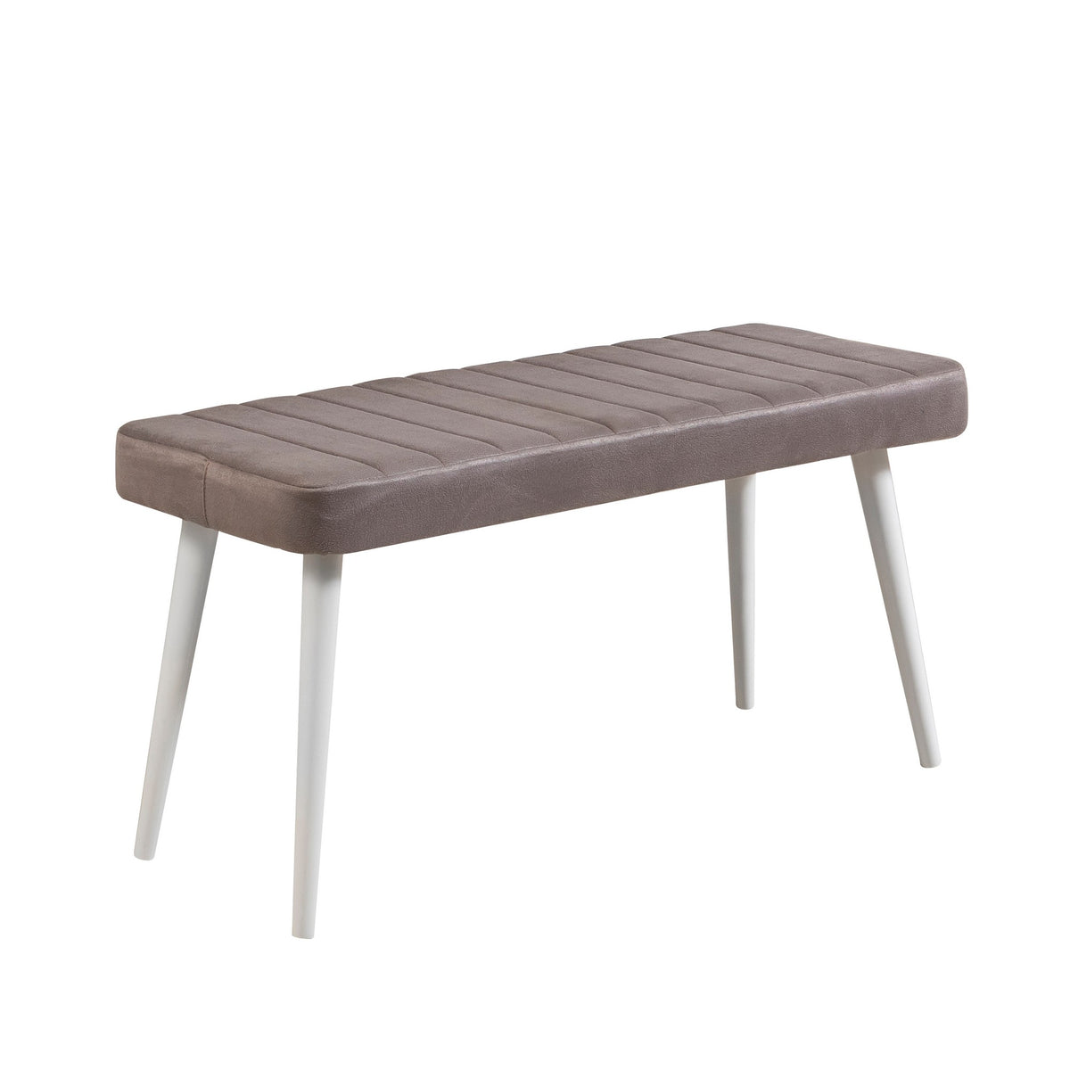 Stormi Velvet Bench in White and Grey – product image 1