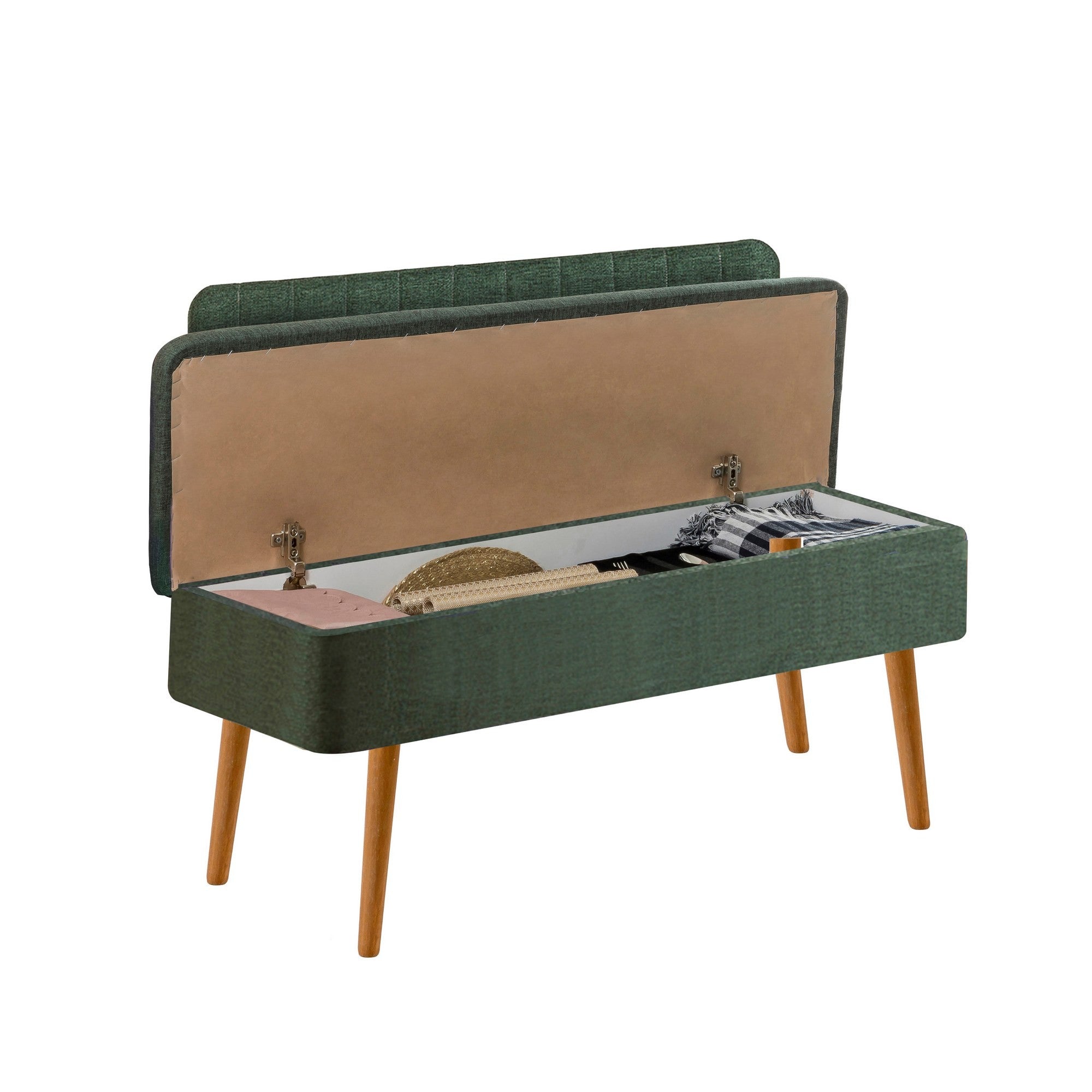 Vina 1070-1 Storage Bench in Atlantic Pine and Green – product image 3