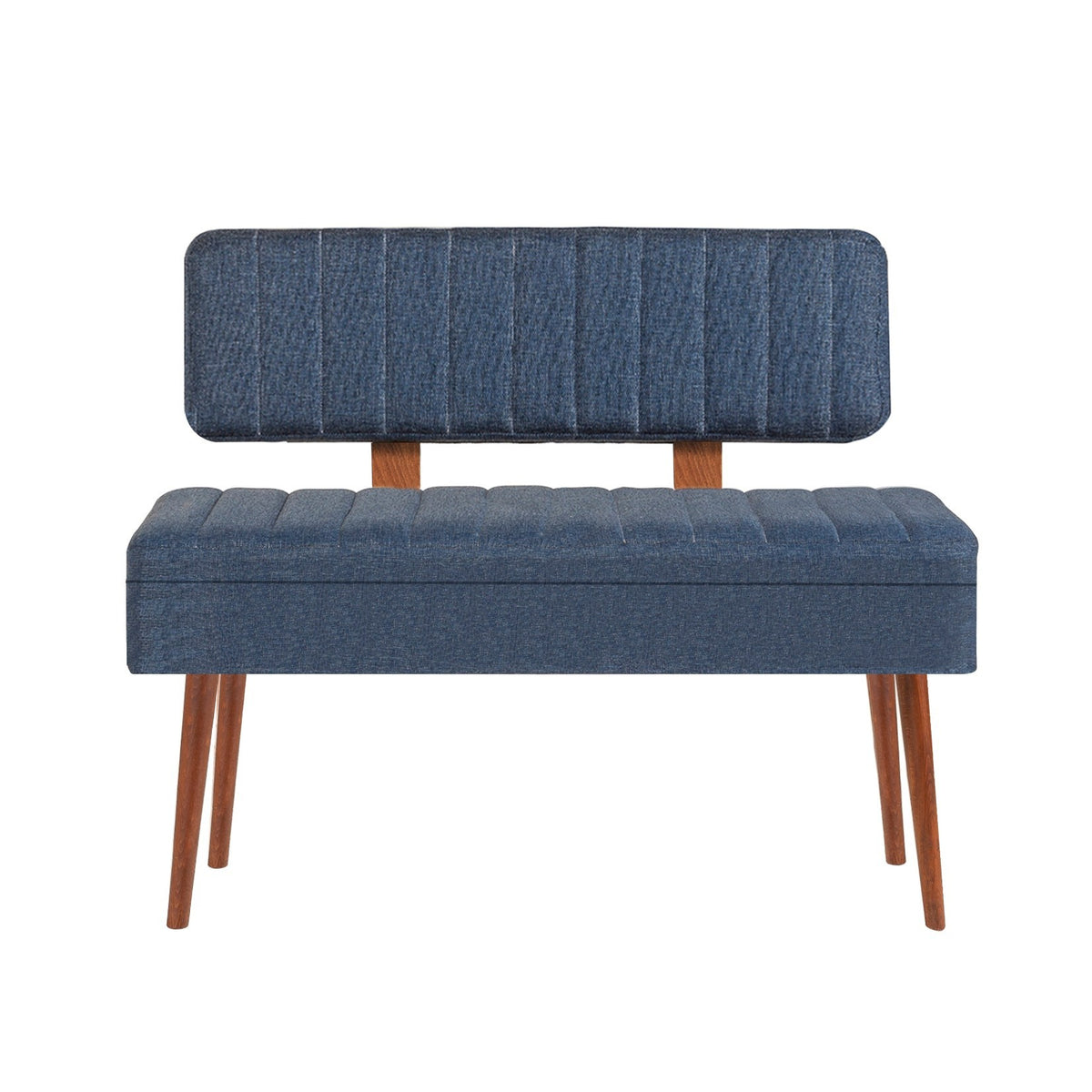 Vina 1048-1 Storage Bench in Walnut and Dark Blue – product image 1