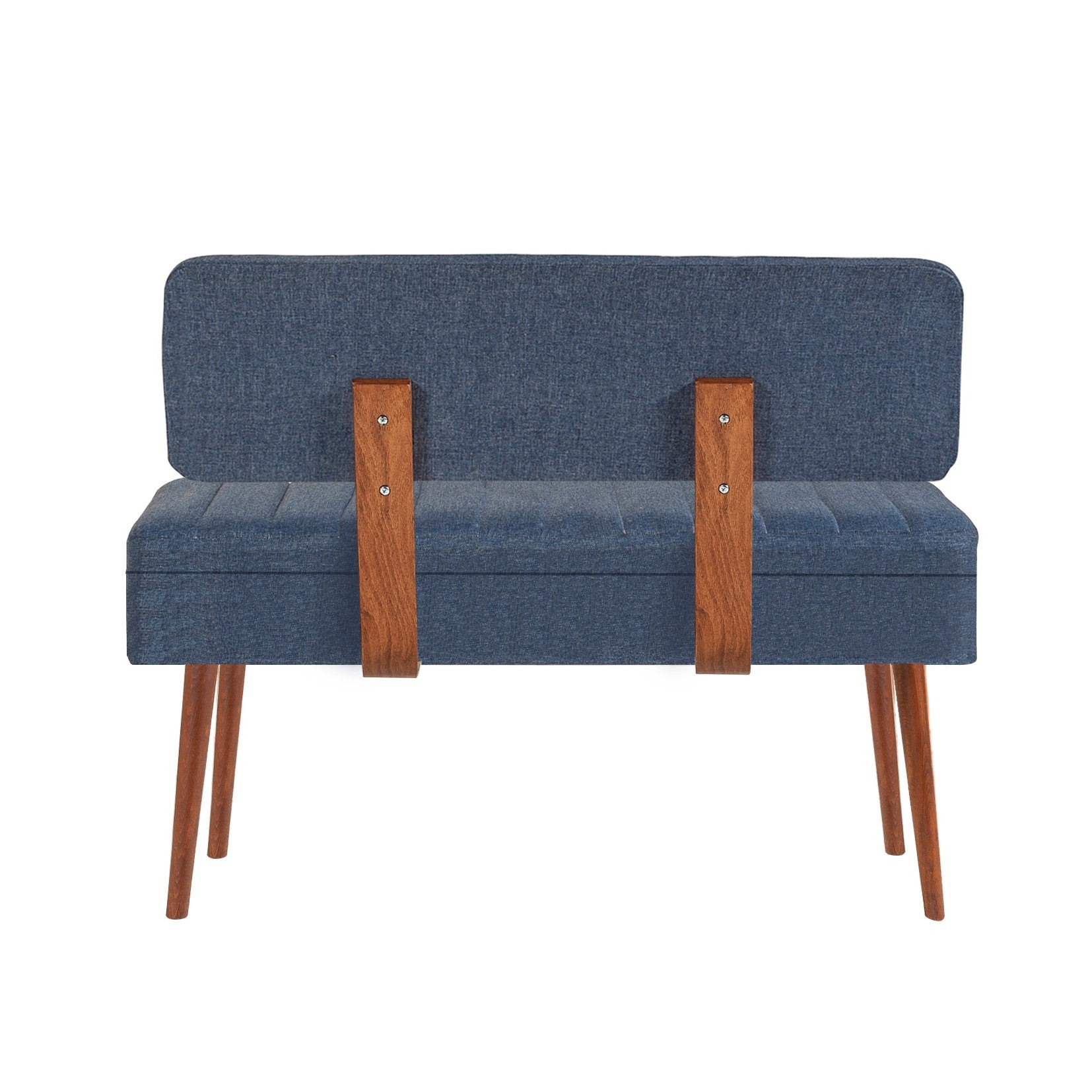 Vina 1048-1 Storage Bench in Walnut and Dark Blue – product image 2
