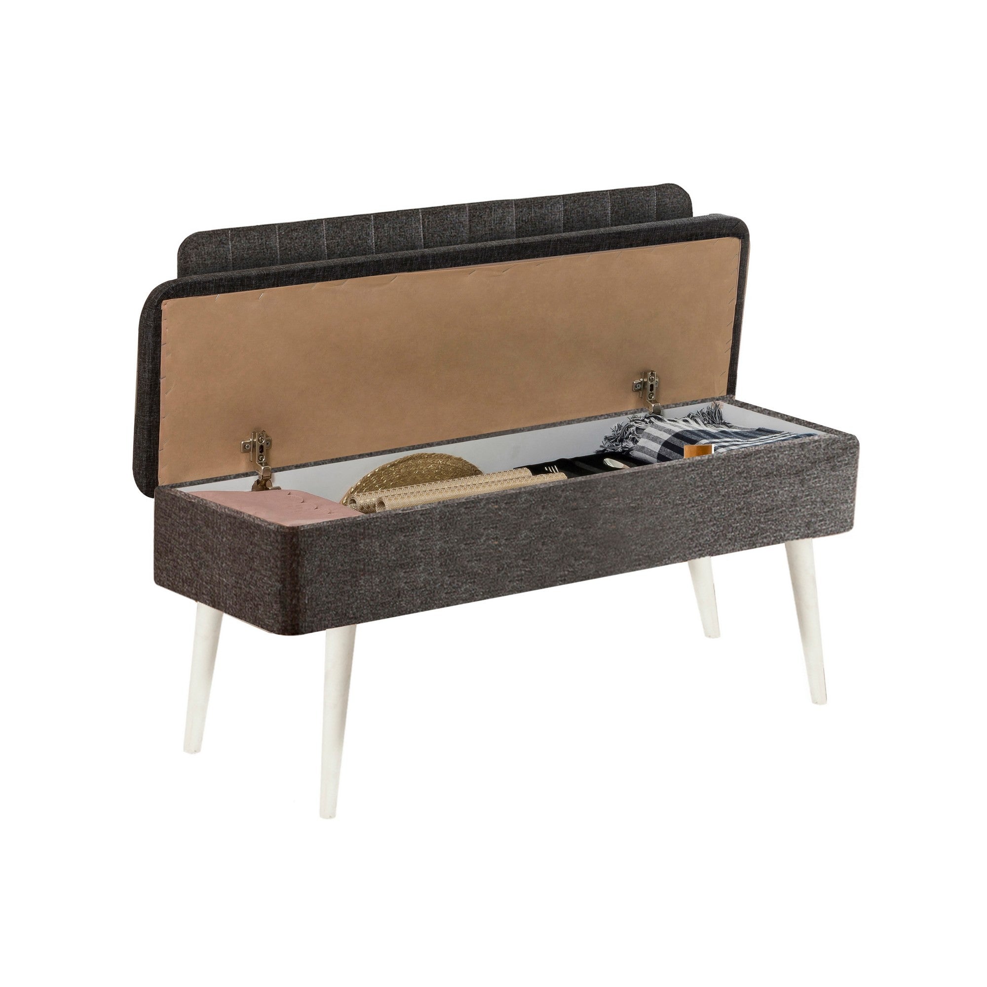 Vina 1053-1 Storage Bench in White and Anthracite – product image 3