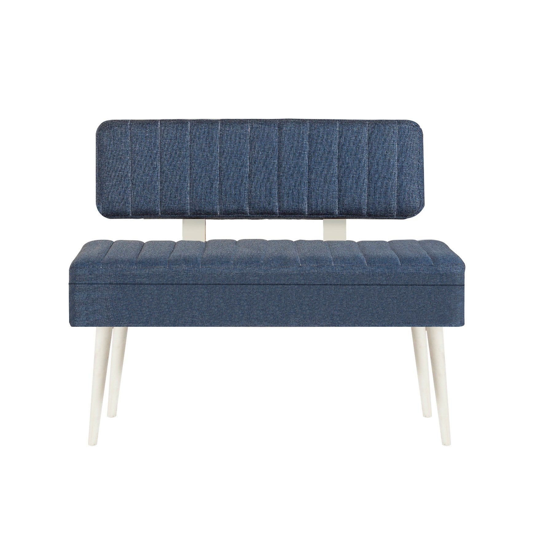 Vina 1048-1 Storage Bench in White and Dark Blue