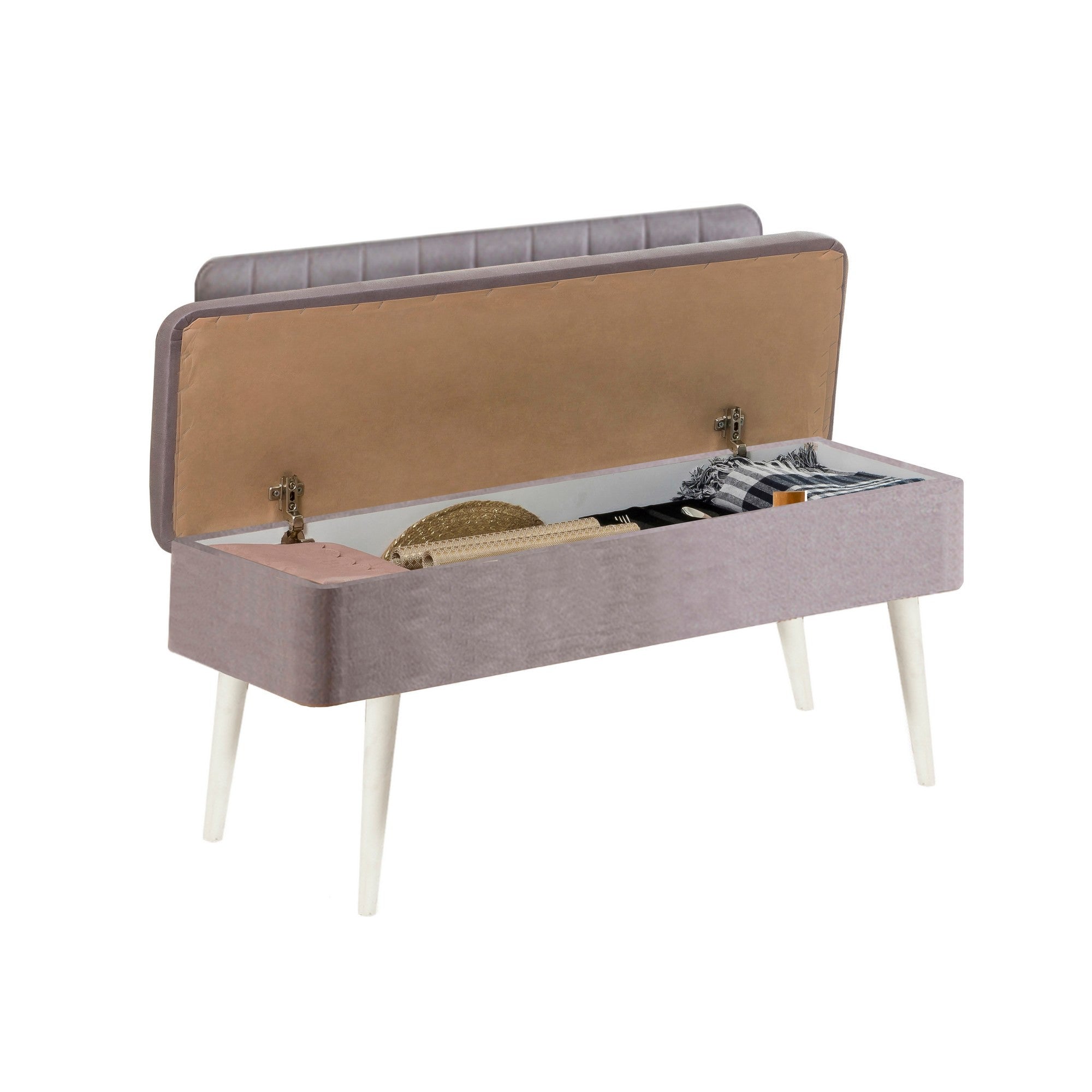 Vina 0701-1 Storage Bench in White and Grey – product image 3