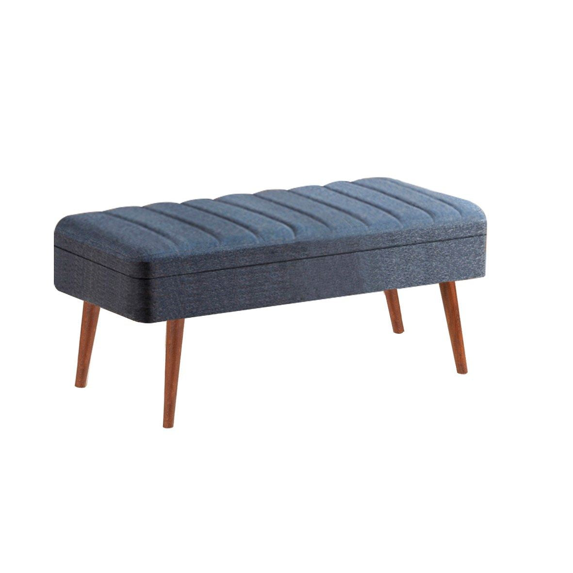 Vina 1048-2 Bench in Walnut and Dark Blue – product image 1
