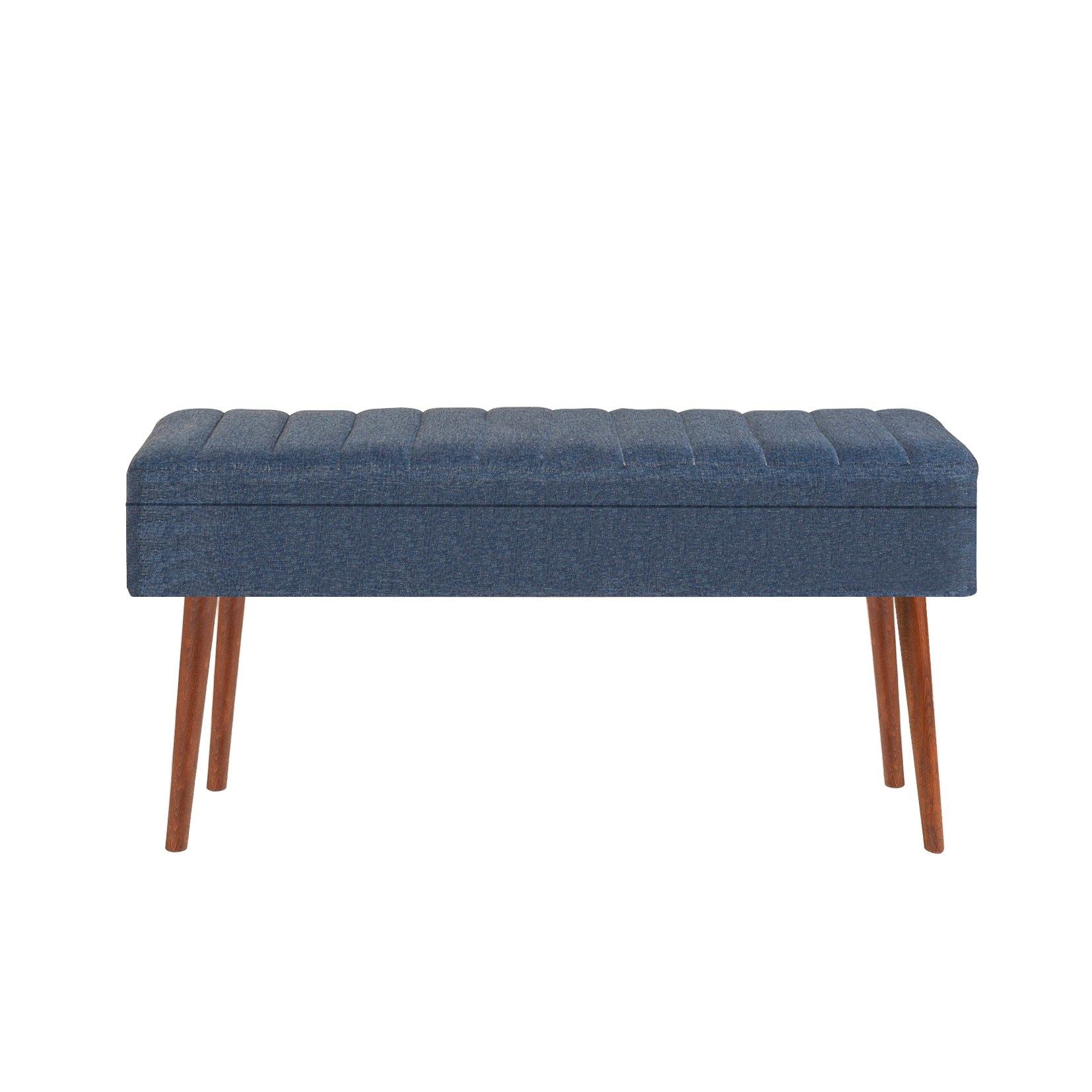 Vina 1048-2 Bench in Walnut and Dark Blue – product image 2