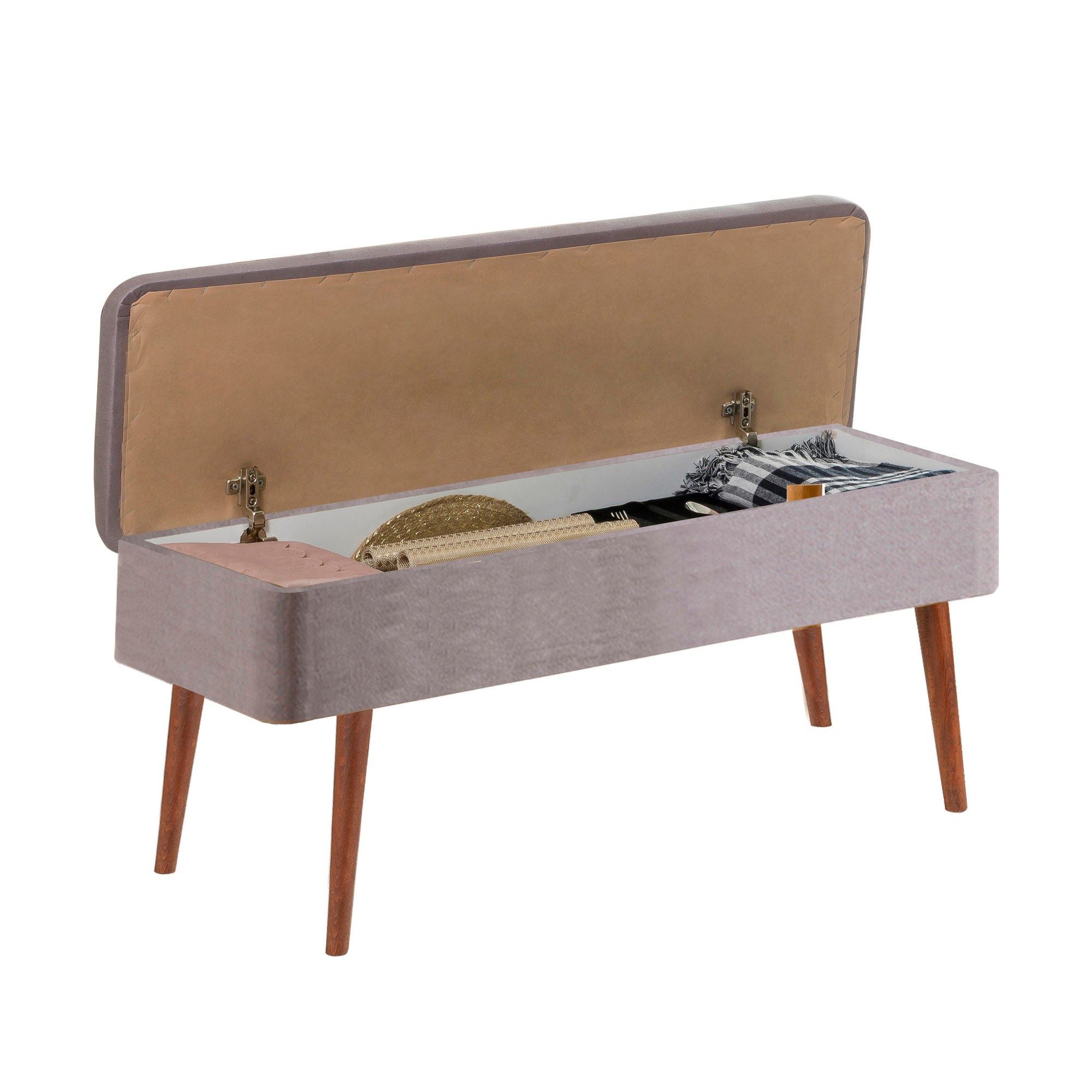 Vina 0701-2 Bench in Walnut and Grey – product image 3