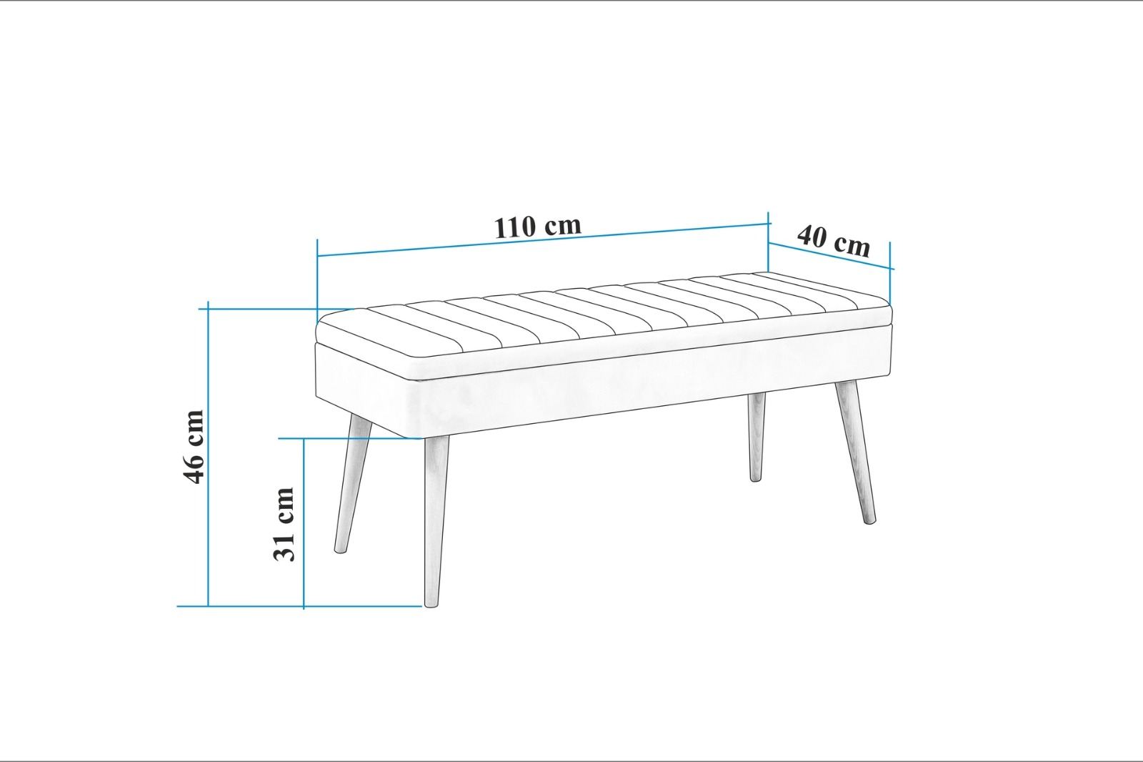 Vina 0701-2 Bench in White and Grey – product image 4
