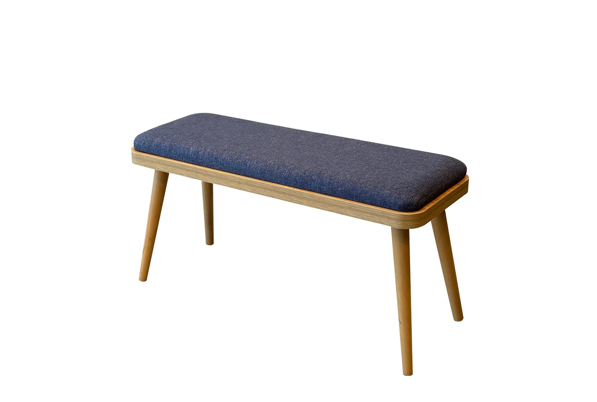 Vina Mini 1048 Linen Bench in Oak and Dark Blue – product image 2