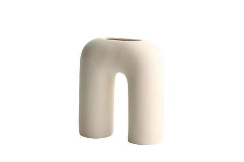Vaso in Ceramica Color Crema per l'Arredamento della Casa