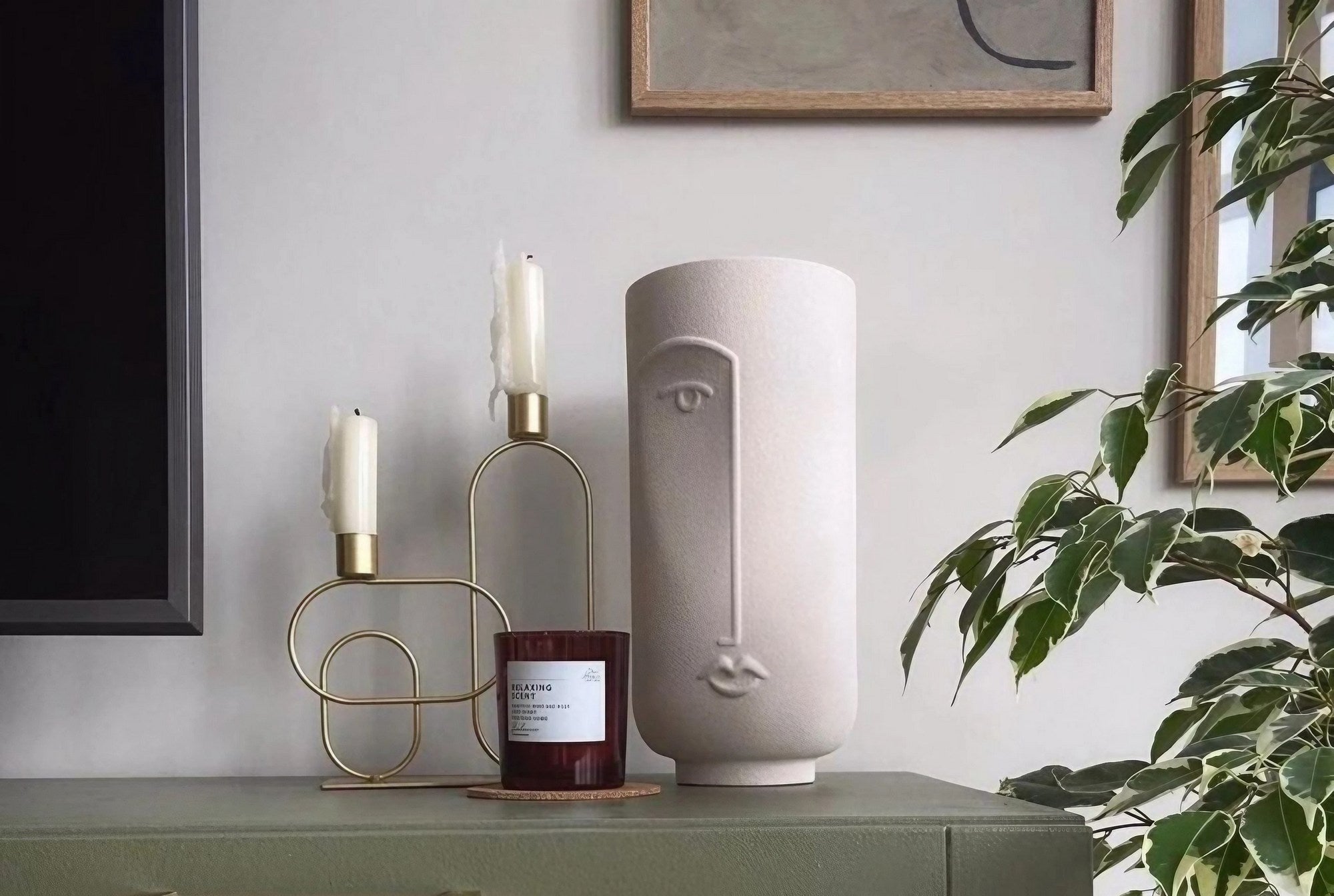 Cream Ceramic Decorative Vase