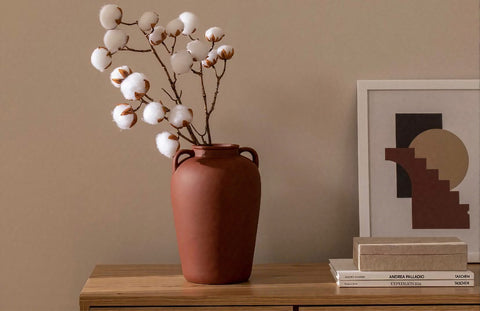 Vaso in ceramica rosso effetto piastrella – Complemento d'arredo