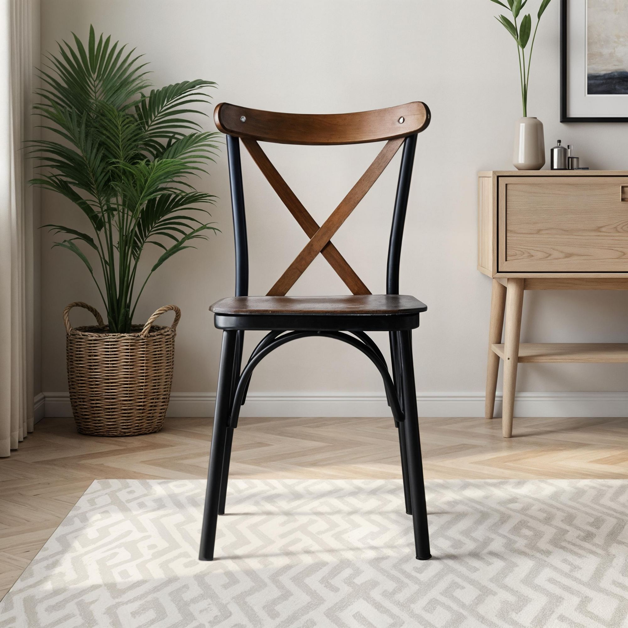 Set of 4 Ahşap Ekol 261 Metal Dining Chairs in Walnut
