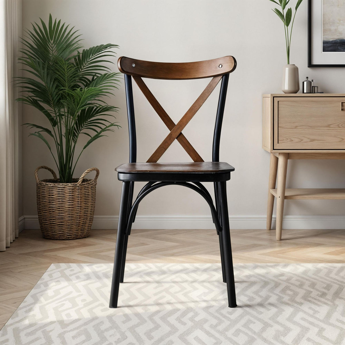 Set of 4 Ahşap Ekol 261 Metal Dining Chairs in Walnut – product image 1