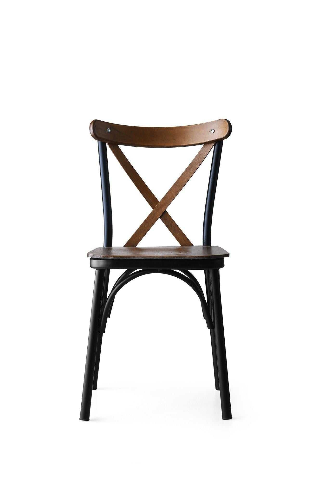 Set of 4 Ahşap Ekol 261 Metal Dining Chairs in Walnut – product image 3