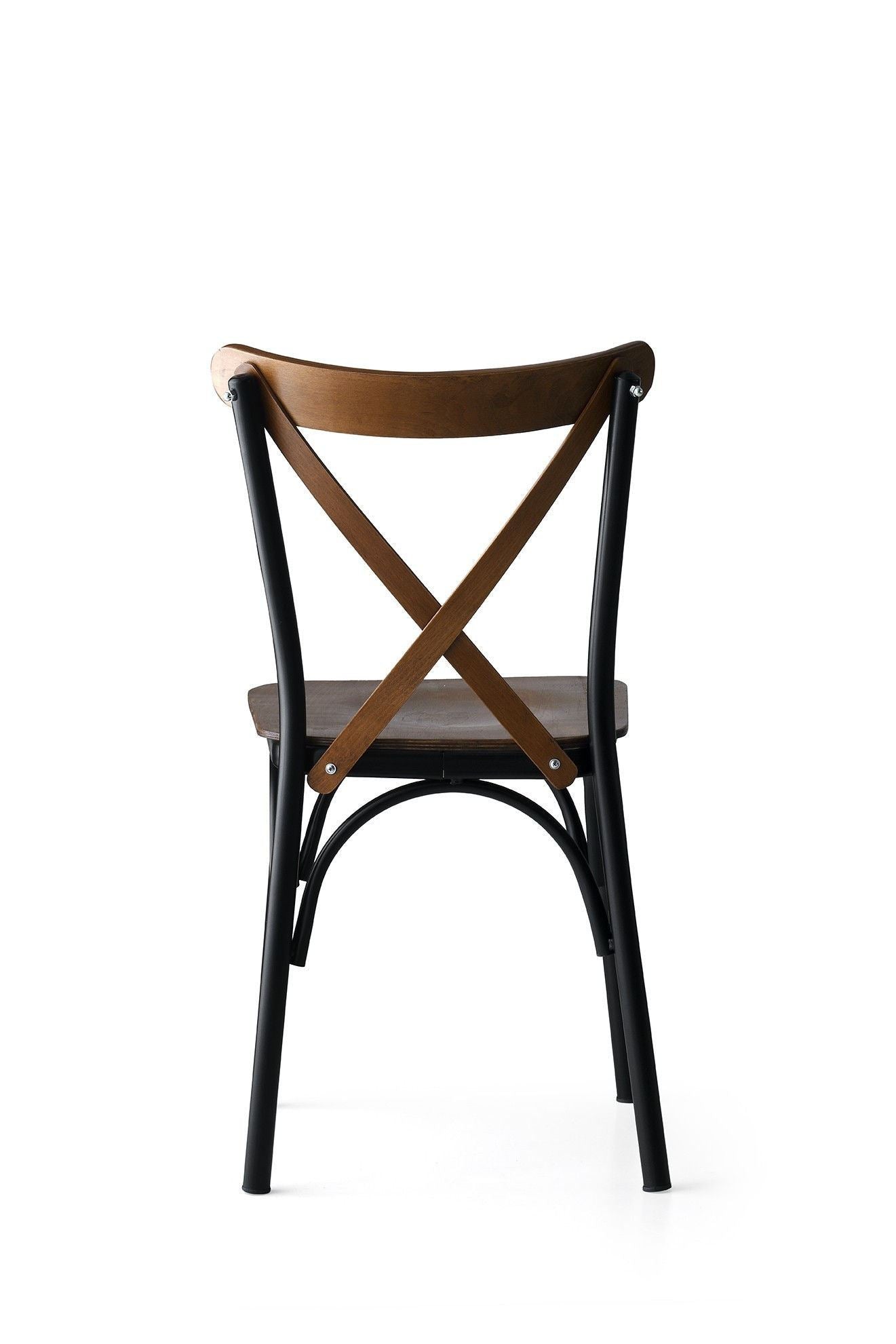 Set of 4 Ahşap Ekol 261 Metal Dining Chairs in Walnut – product image 5