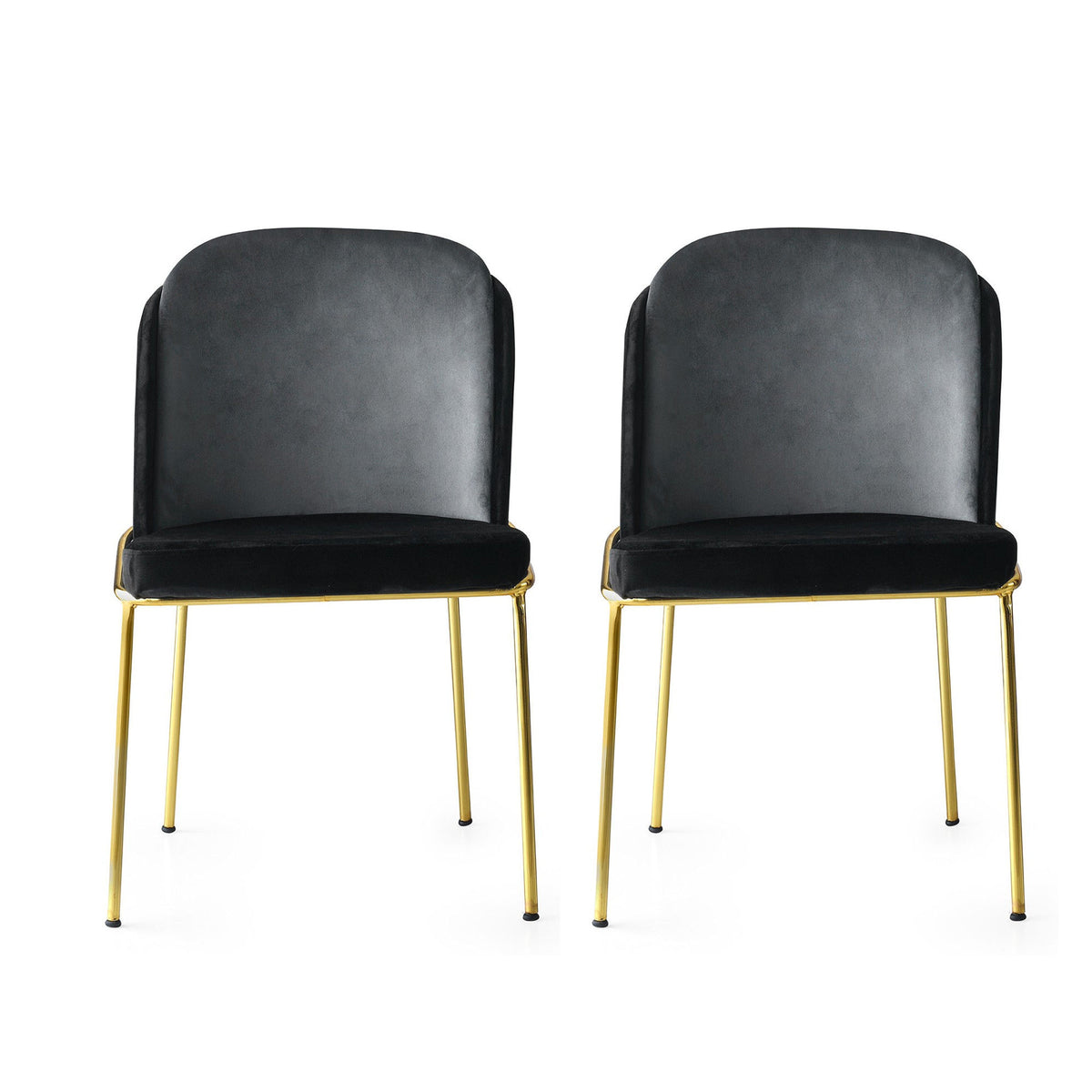 Set of 2 Dore 103 Velvet Dining Chairs in Black and Gold – product image 1