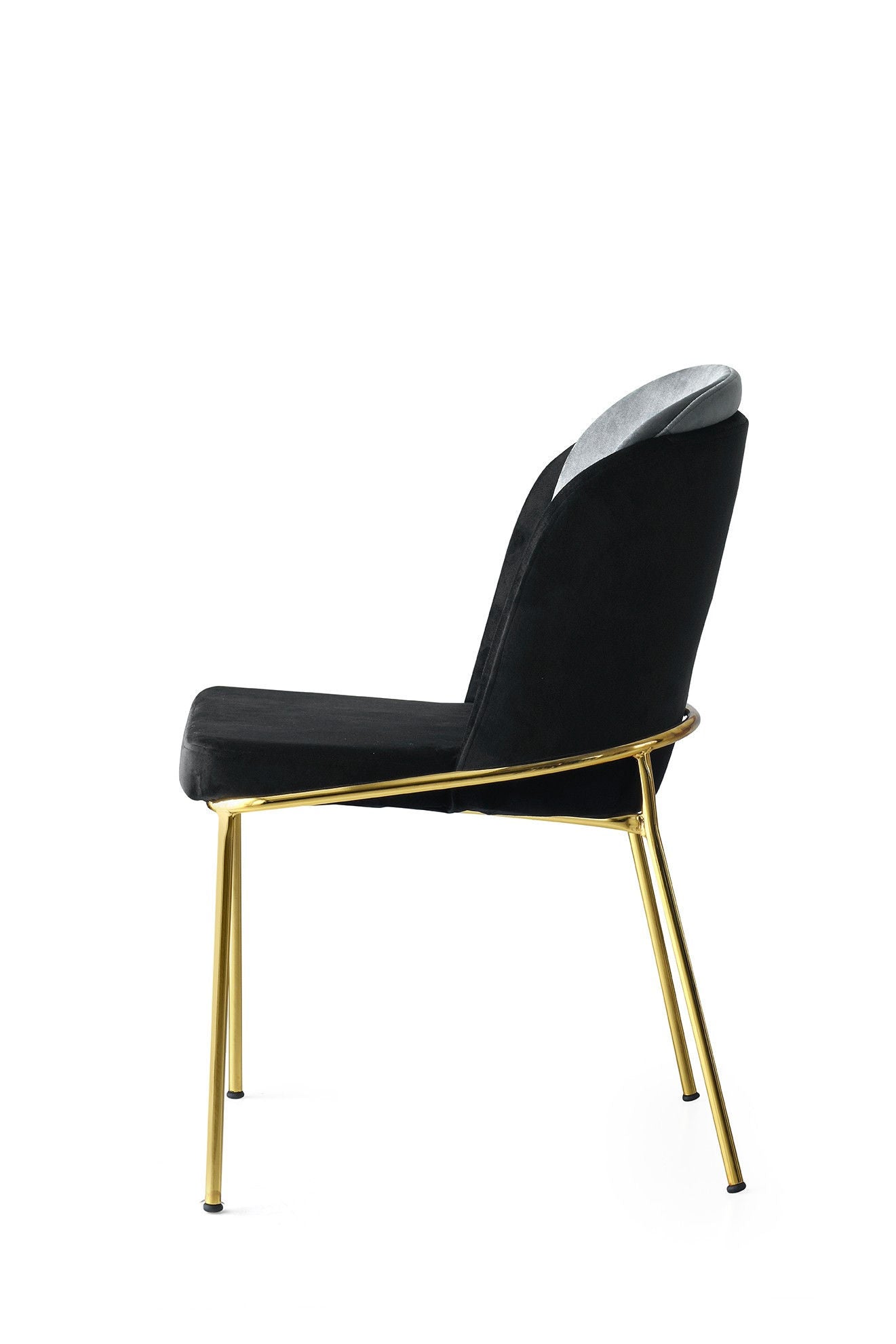 Set of 2 Dore 103 Velvet Dining Chairs in Black and Gold – product image 3
