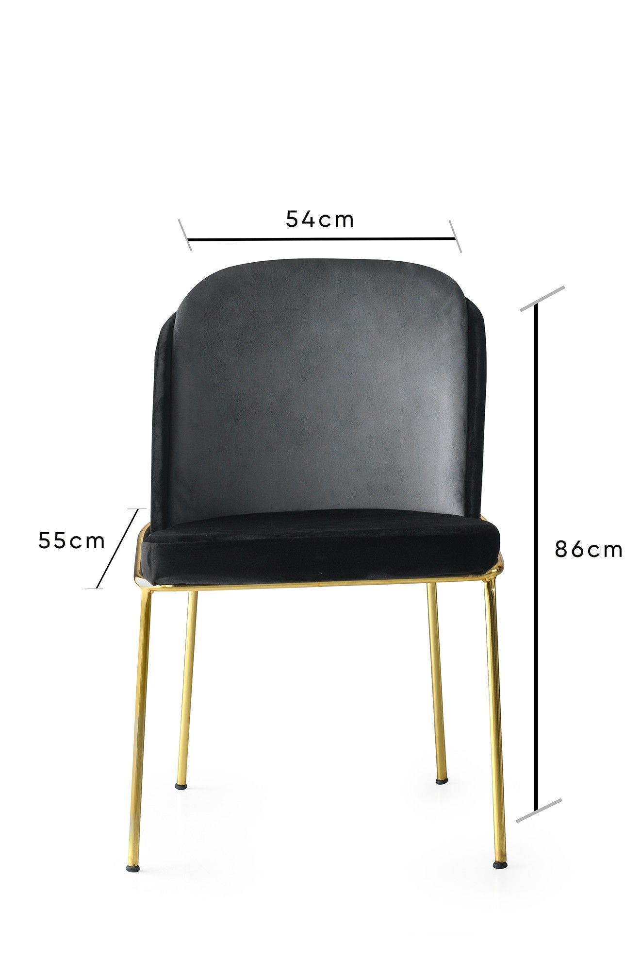 Set of 2 Dore 103 Velvet Dining Chairs in Black and Gold – product image 5