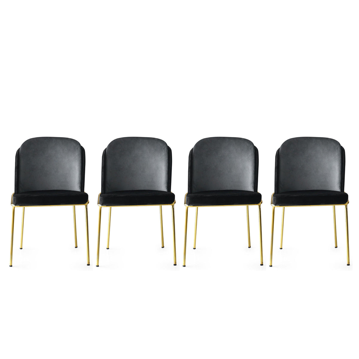 Set of 4 Dore 103 Velvet Dining Chairs in Black and Gold – product image 1