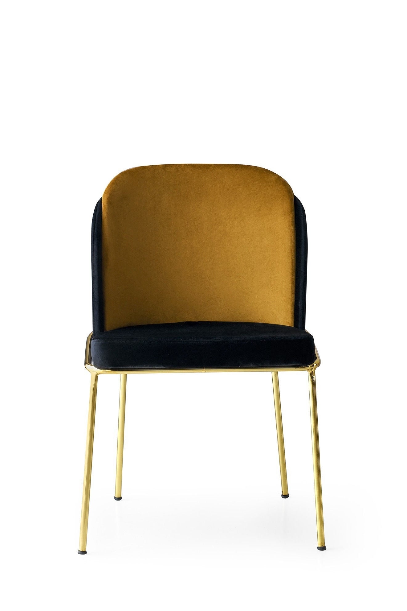 Set of 2 Dore 106 Velvet Dining Chairs in Black and Gold – product image 2