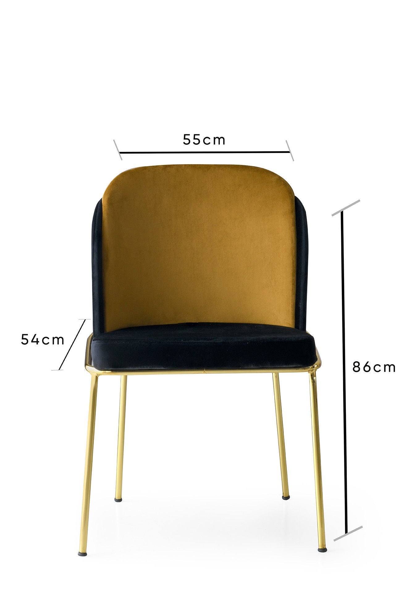 Set of 2 Dore 106 Velvet Dining Chairs in Black and Gold – product image 7