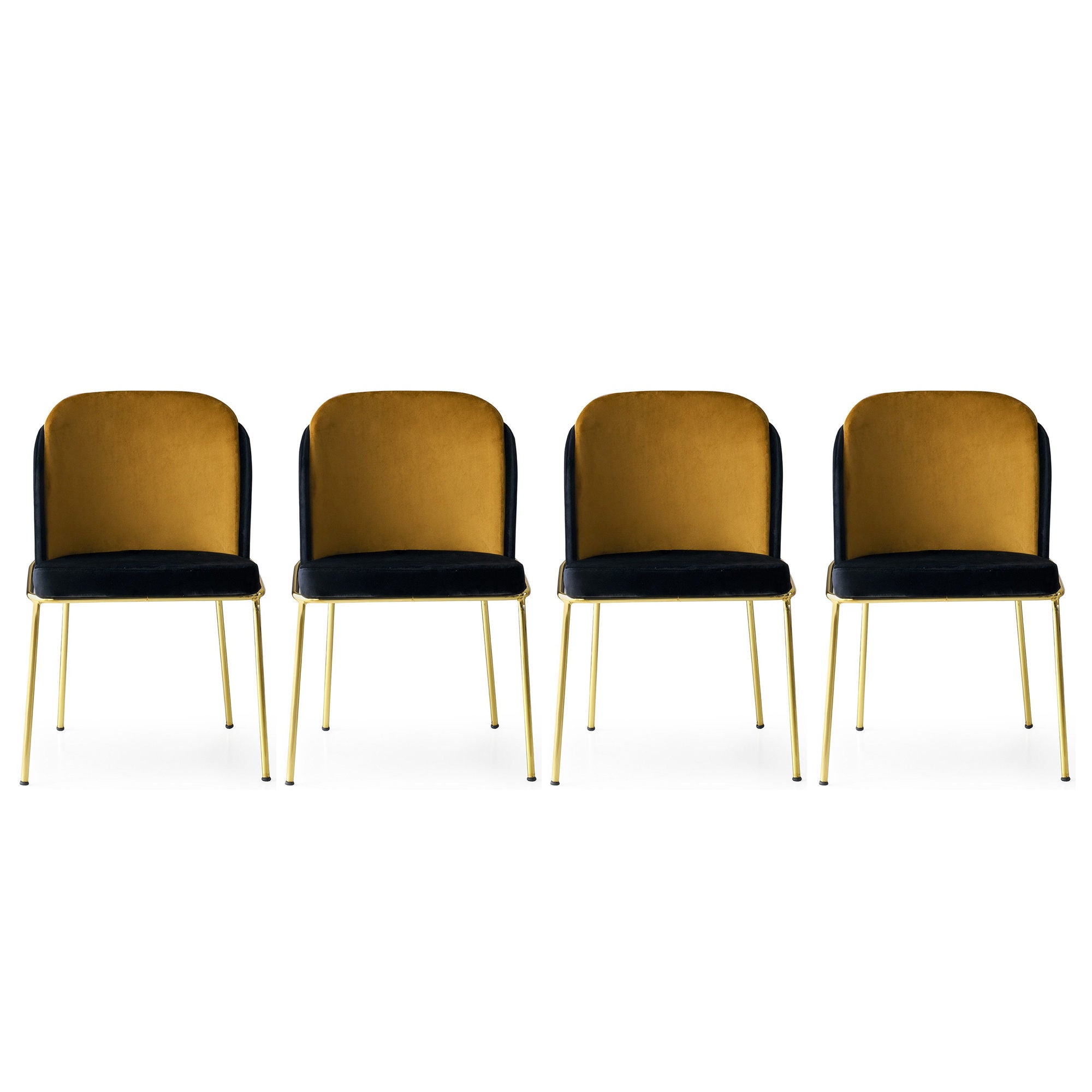 Set of 4 Dore 106 Velvet Dining Chairs in Black and Gold