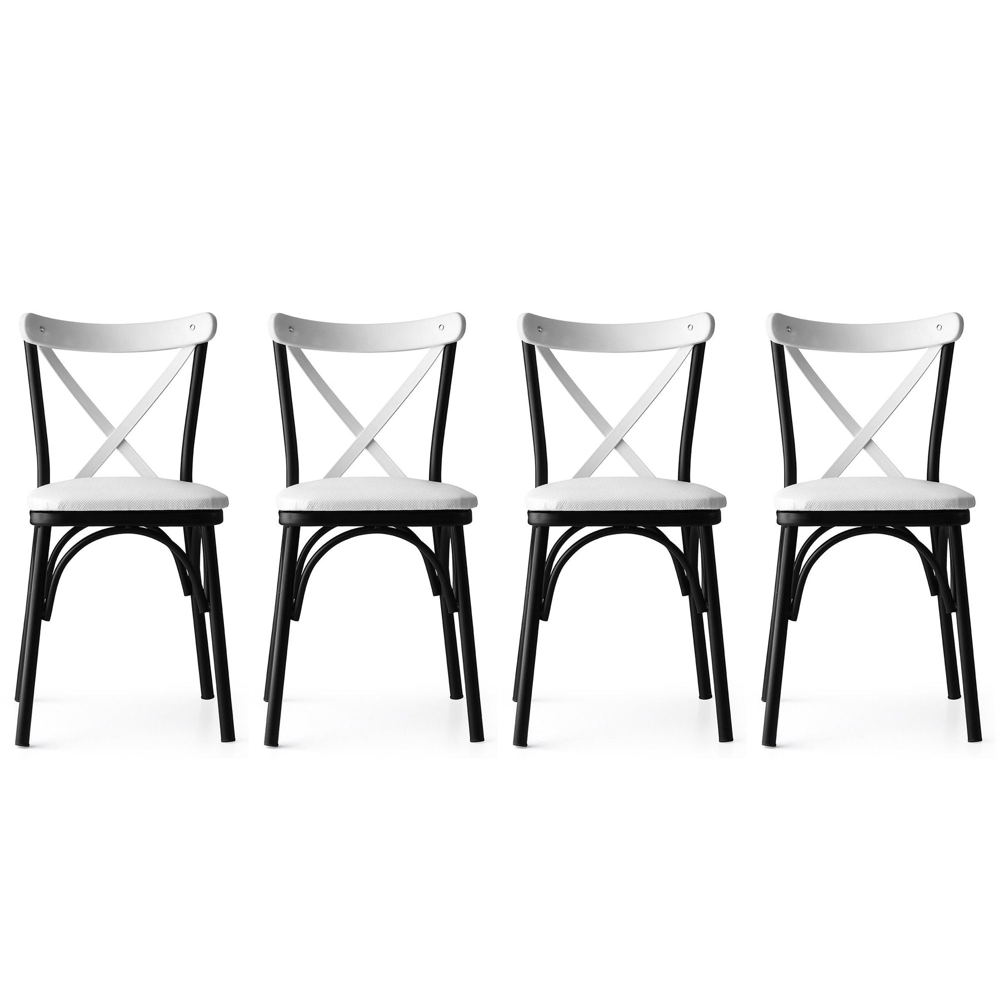 Set of 4 Ekol 1334 Metal Dining Chairs in White
