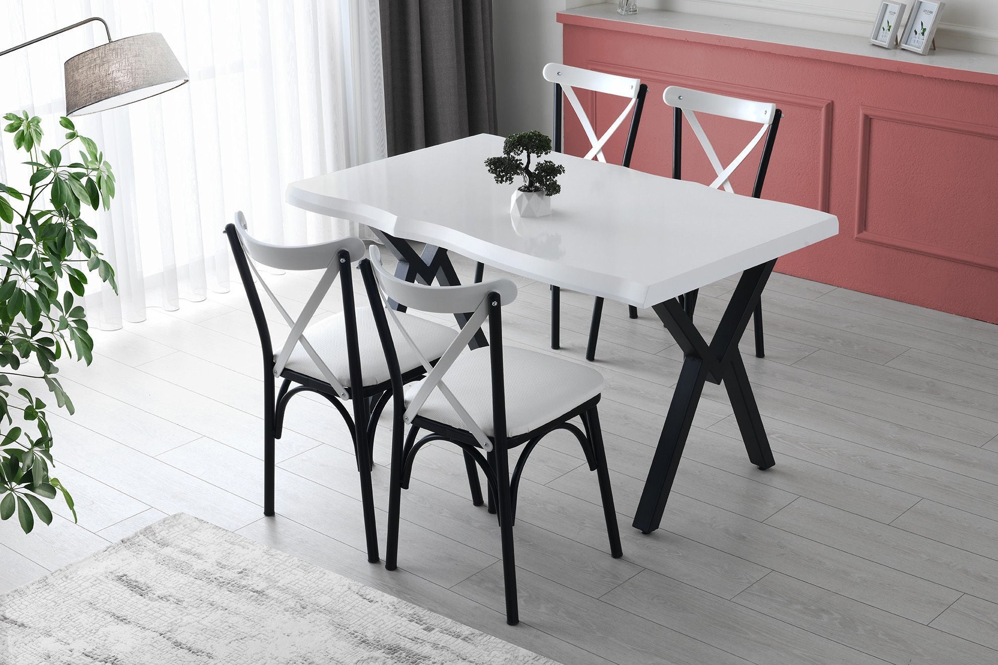Set of 4 Ekol 1334 Metal Dining Chairs in White – product image 6