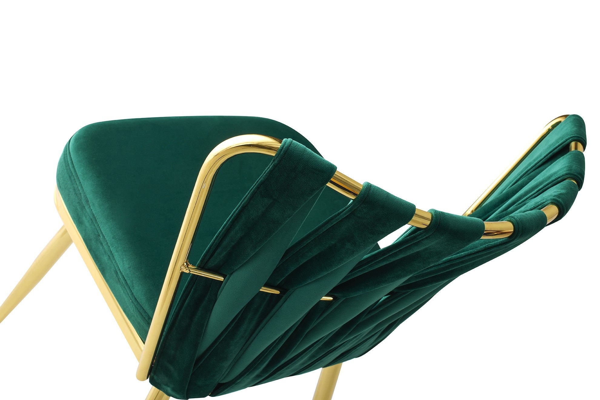 Set of 2 Kuşaklı 206 Velvet Dining Chairs in Gold and Green – product image 5