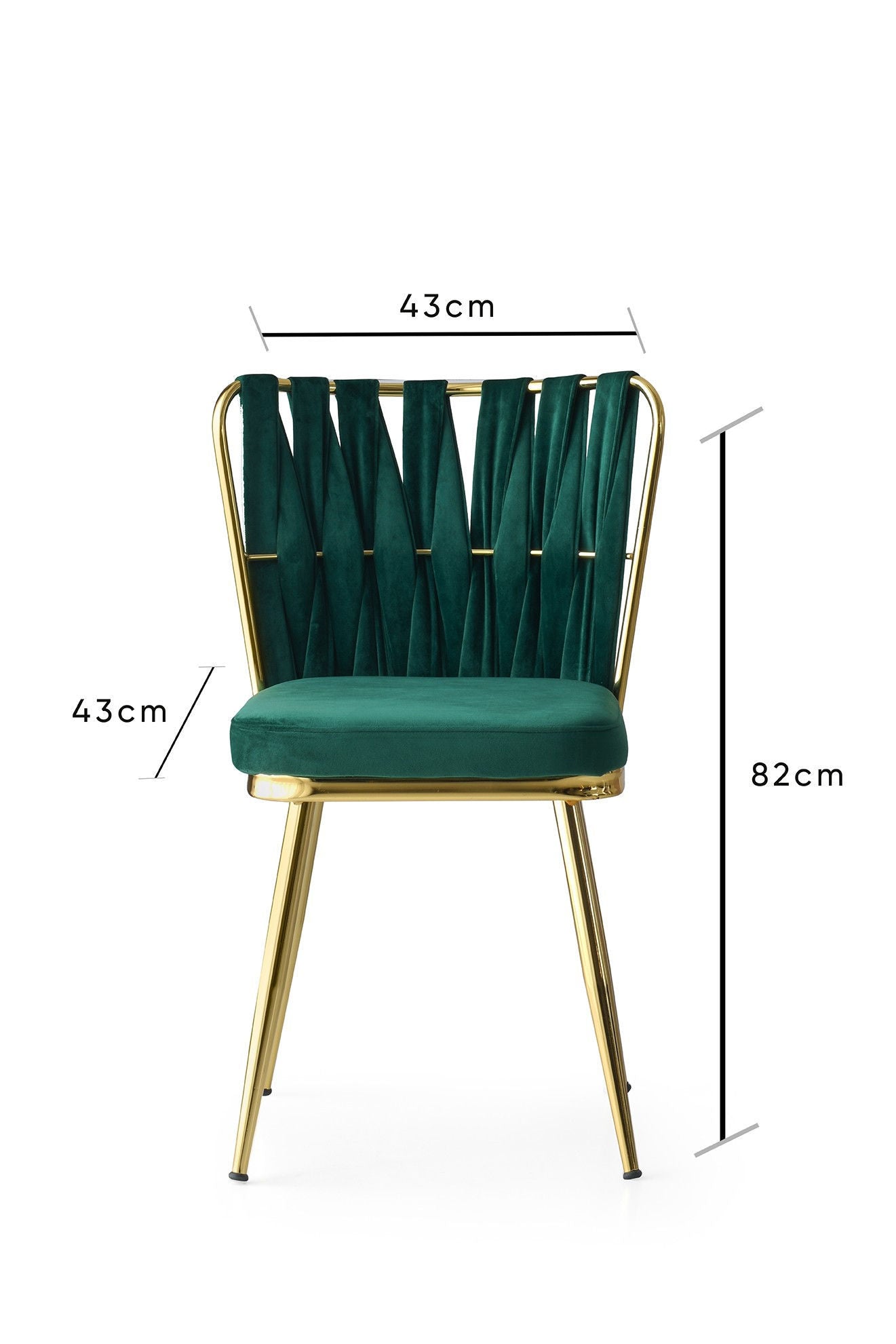 Set of 2 Kuşaklı 206 Velvet Dining Chairs in Gold and Green – product image 7
