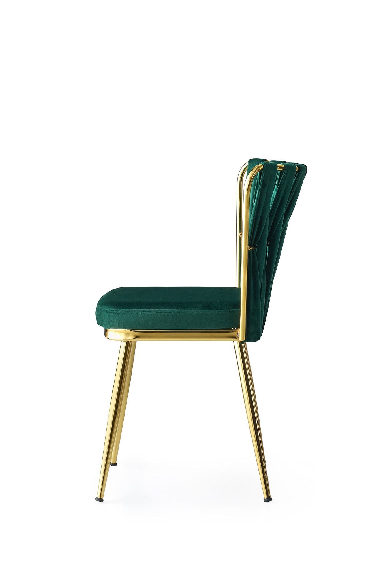 Set of 4 Kuşaklı 206 Velvet Dining Chairs in Gold and Green – product image 3