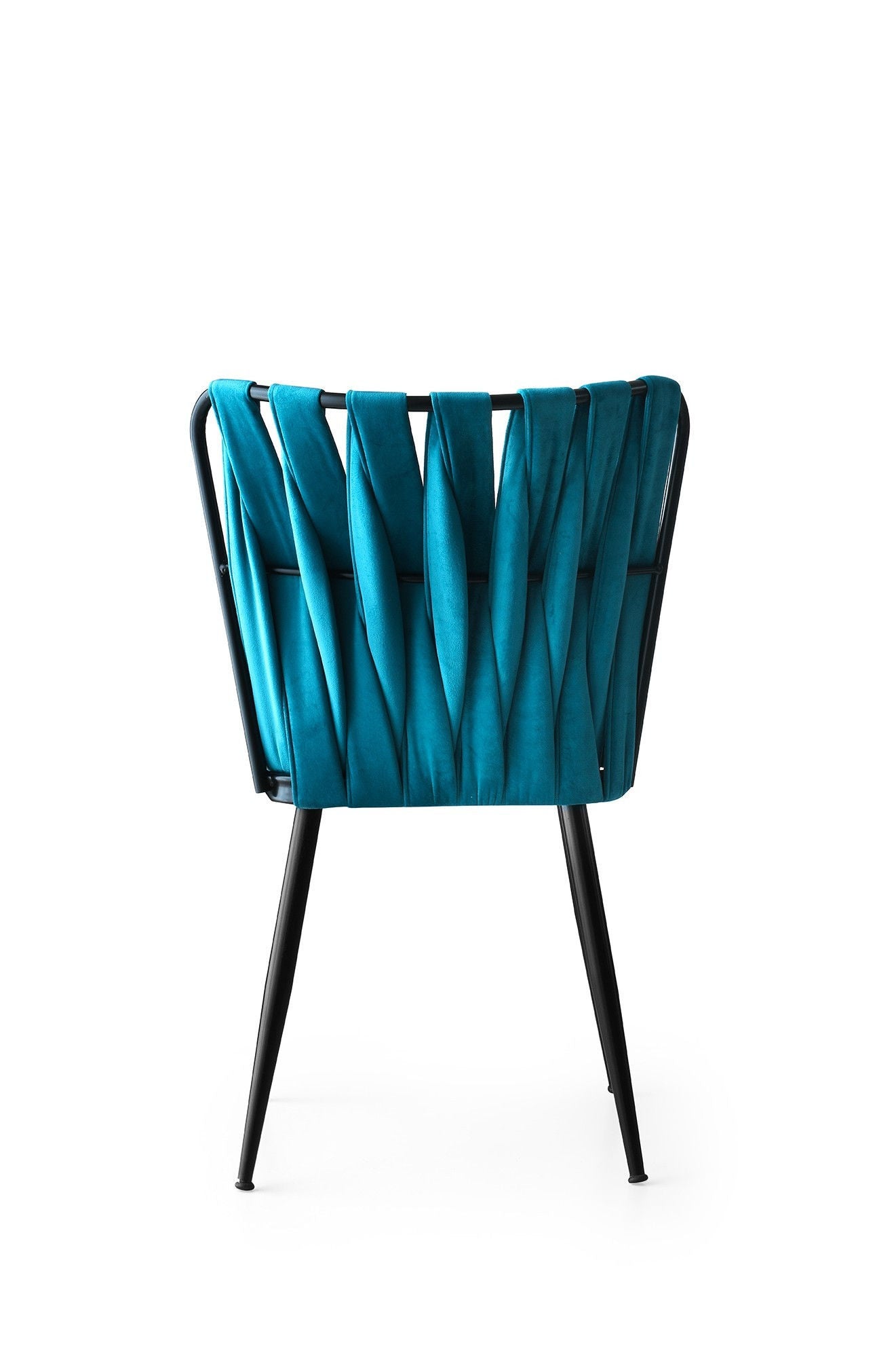 Set of 4 Kuşaklı 228 Velvet Dining Chairs in Black and Blue – product image 4